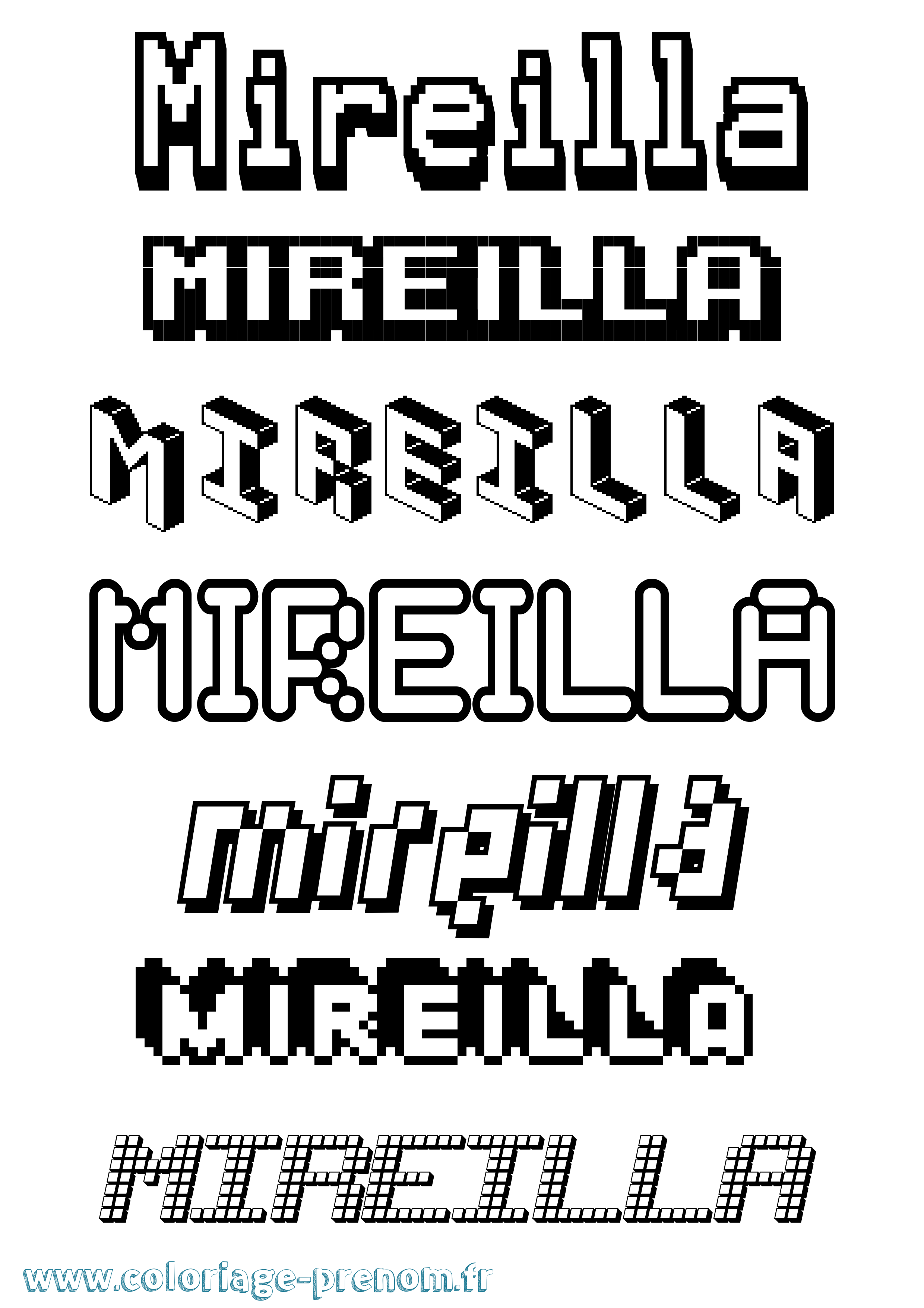 Coloriage Mireilla Pixel Coloriage prénom Mireilla Pixel