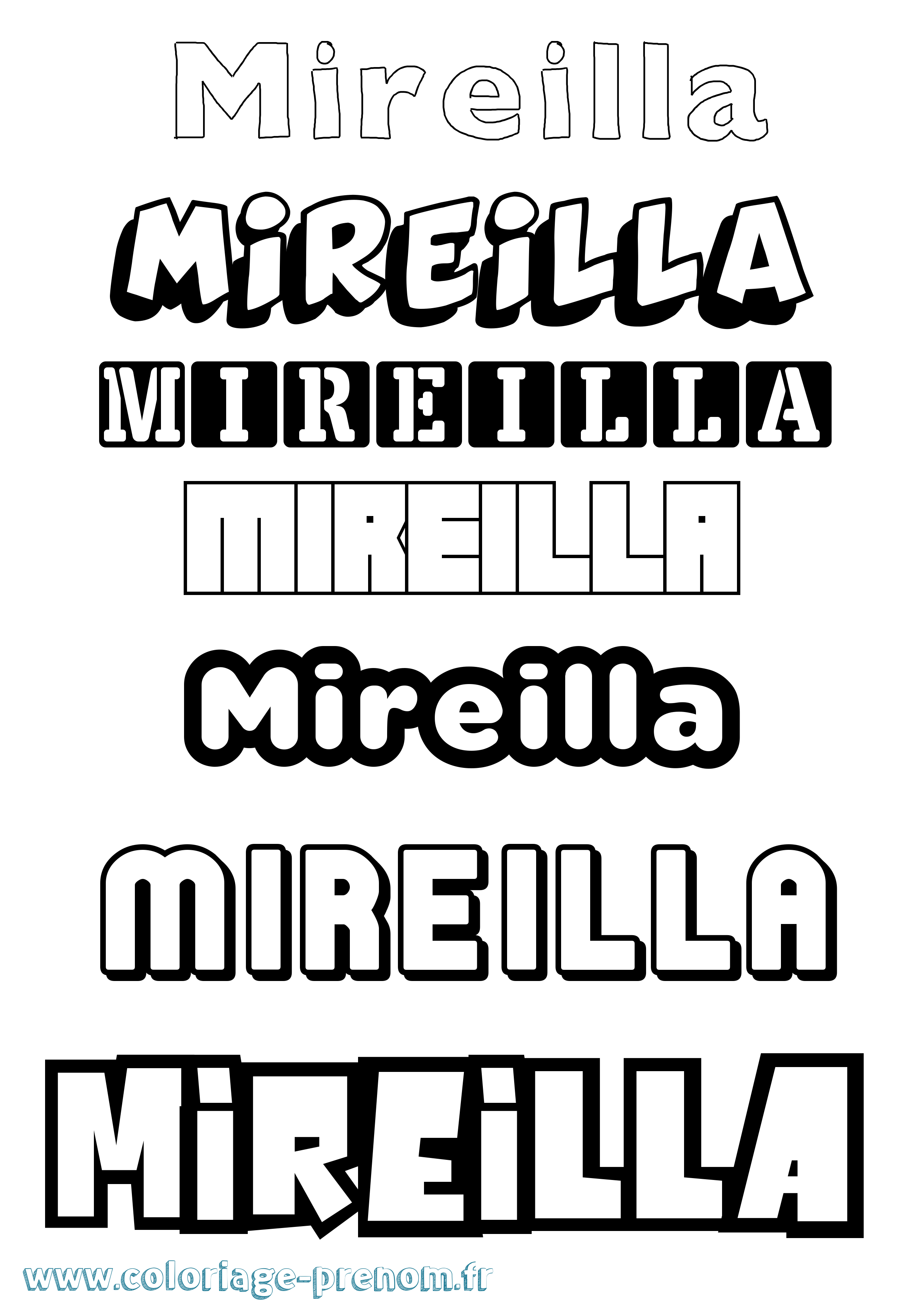 Coloriage Mireilla Simple Coloriage prénom Mireilla Simple