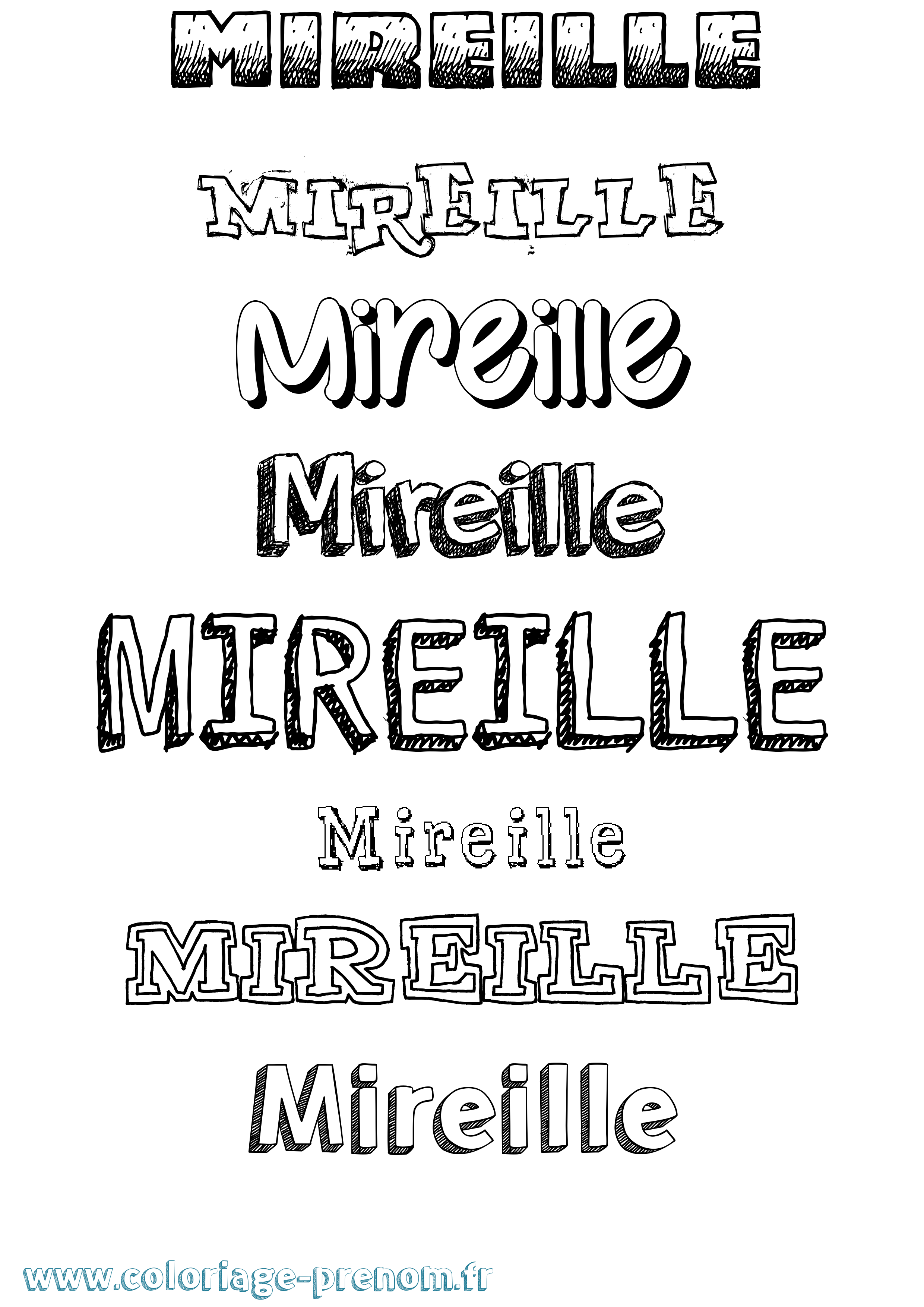 Coloriage Mireille Dessiné Coloriage prénom Mireille Dessiné