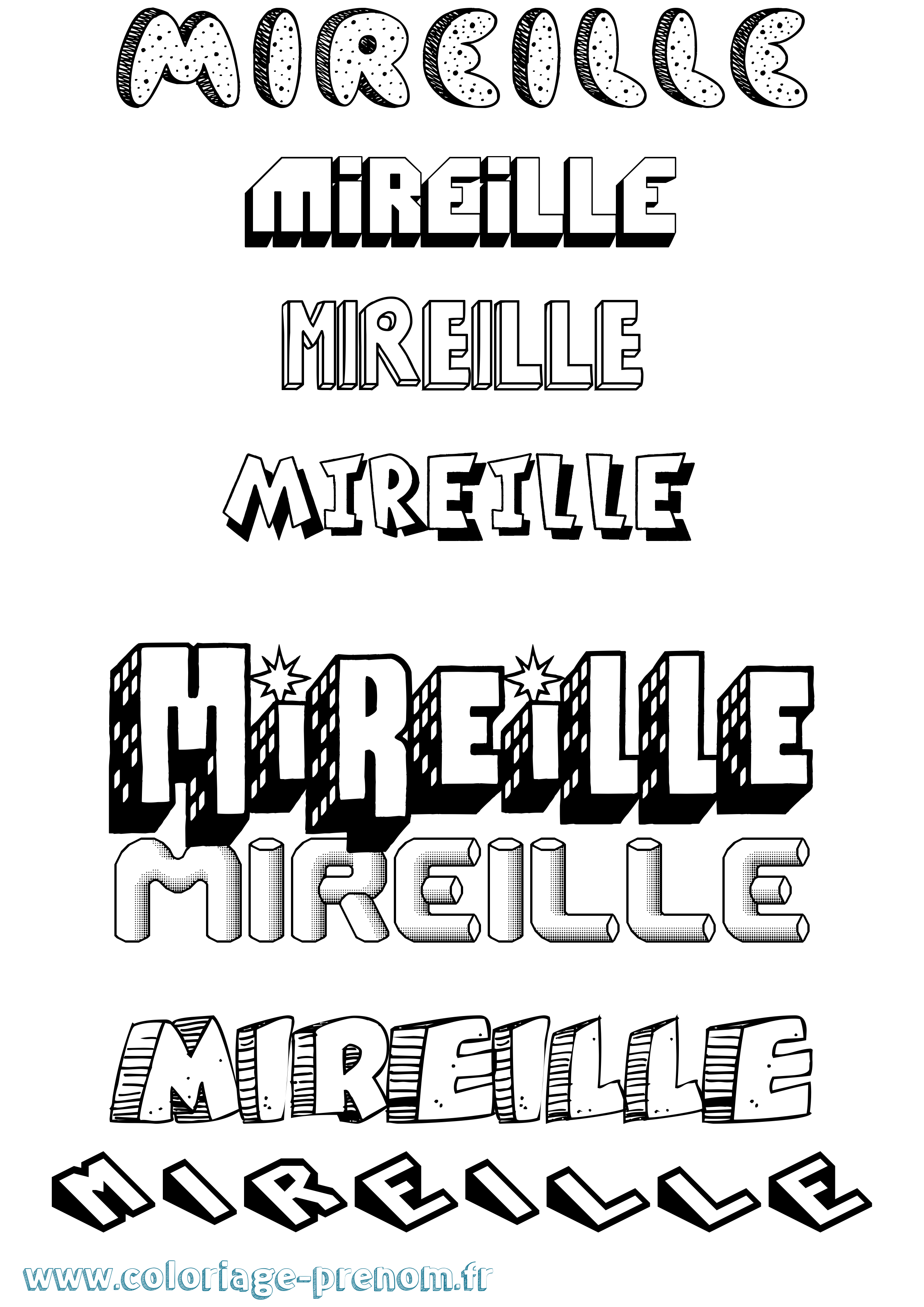 Coloriage Mireille Effet 3D Coloriage prénom Mireille Effet 3D