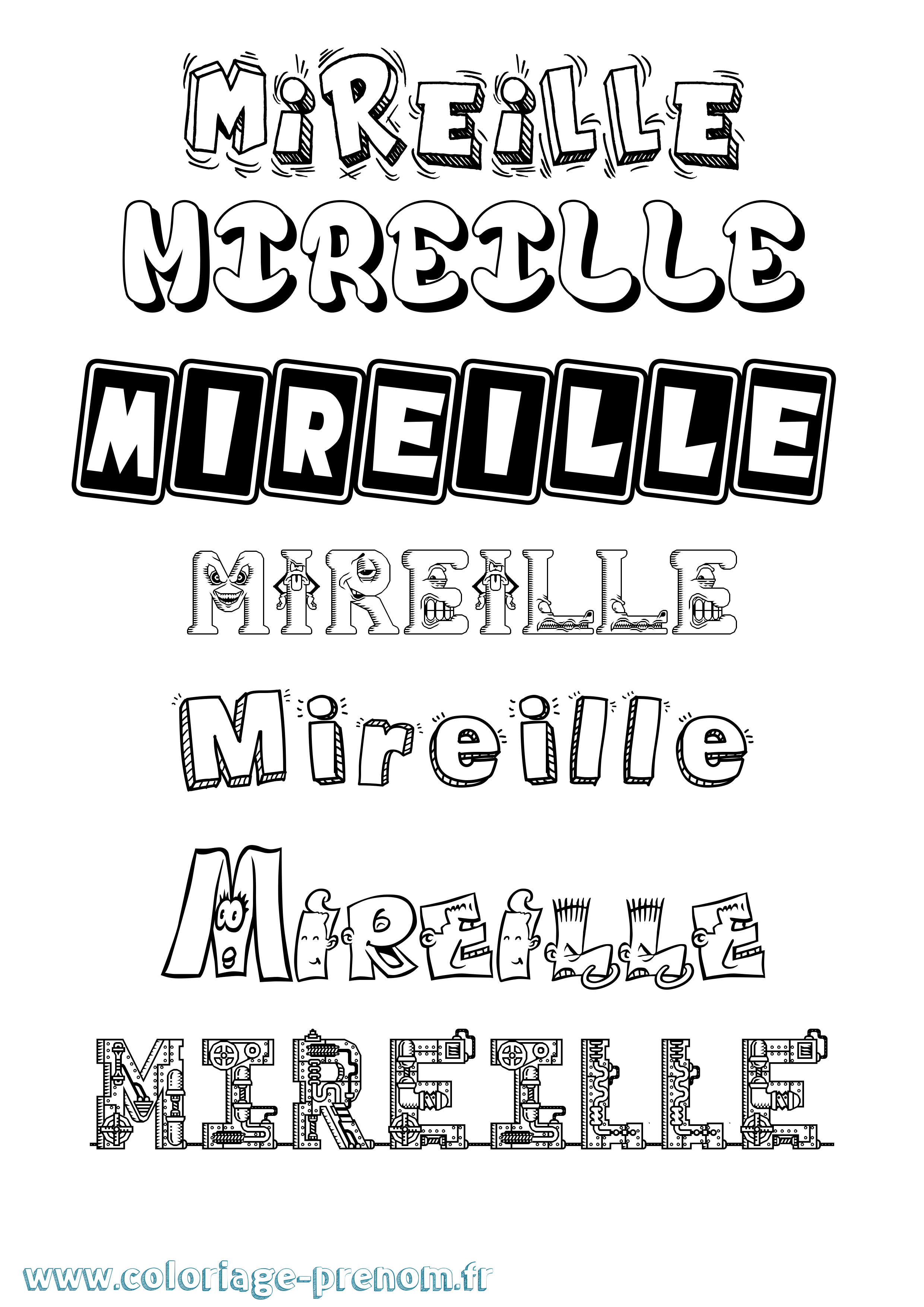 Coloriage Mireille Fun Coloriage prénom Mireille Fun