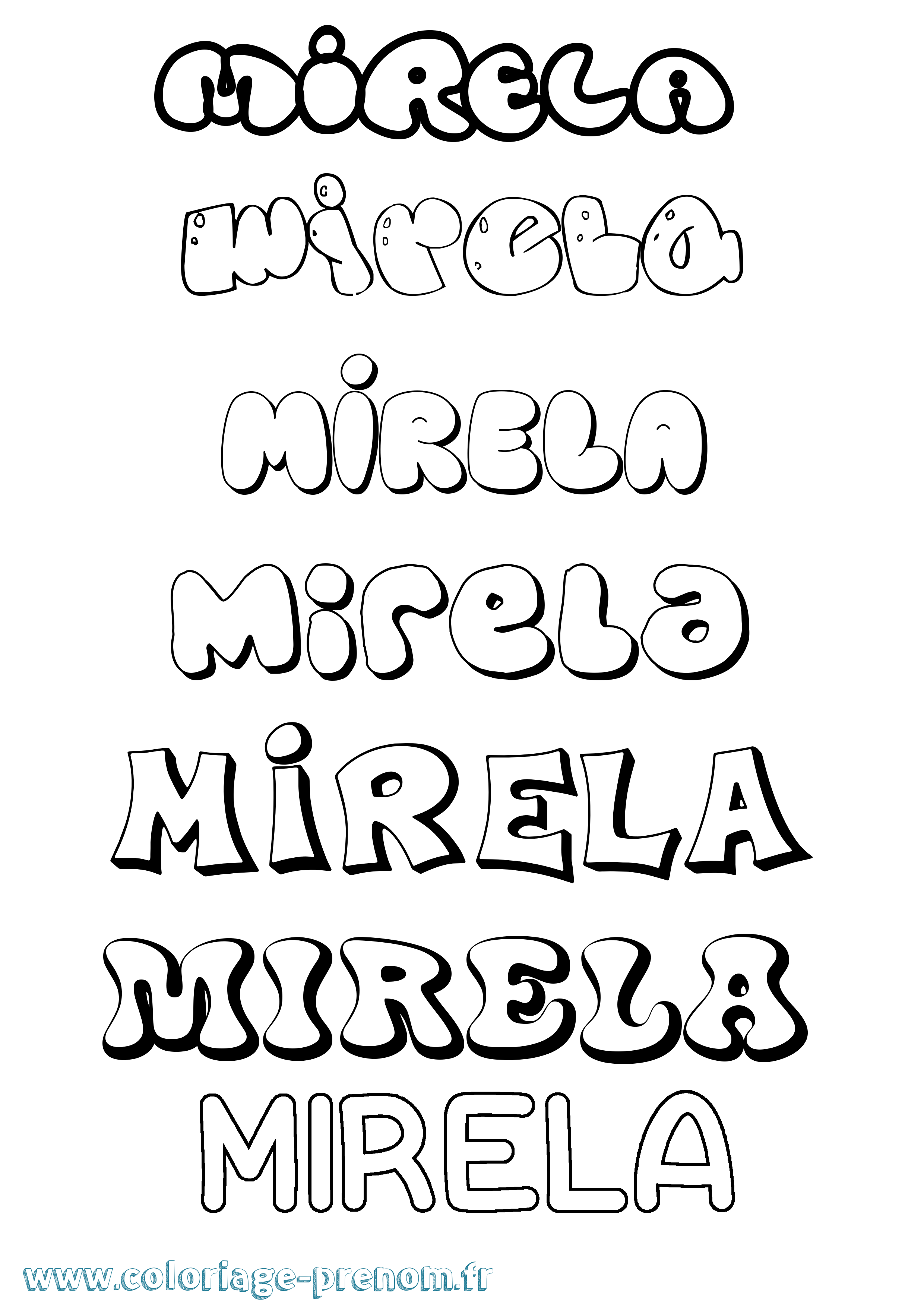 Coloriage Mirela Bubble Coloriage prénom Mirela Bubble
