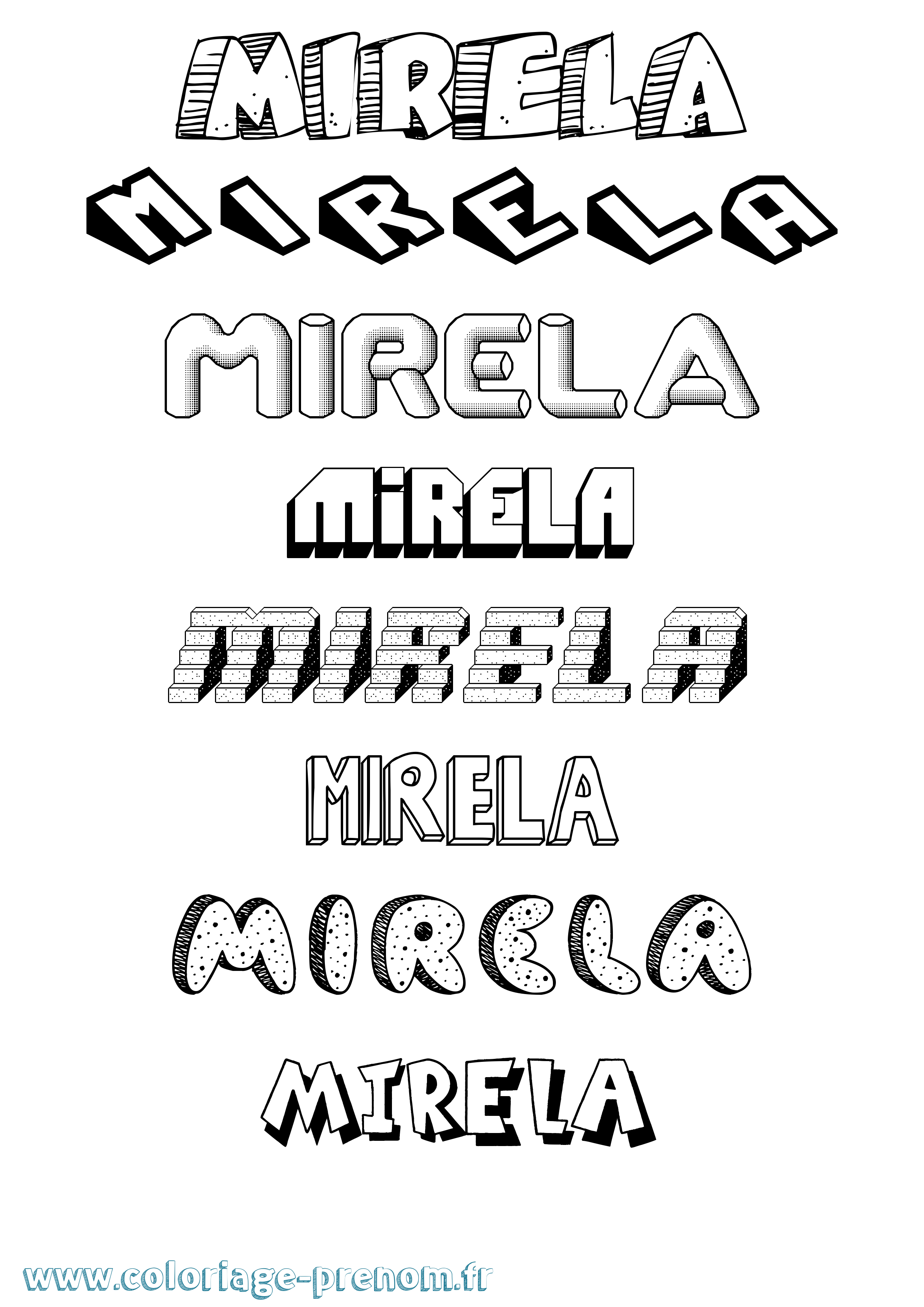 Coloriage Mirela Effet 3D Coloriage prénom Mirela Effet 3D