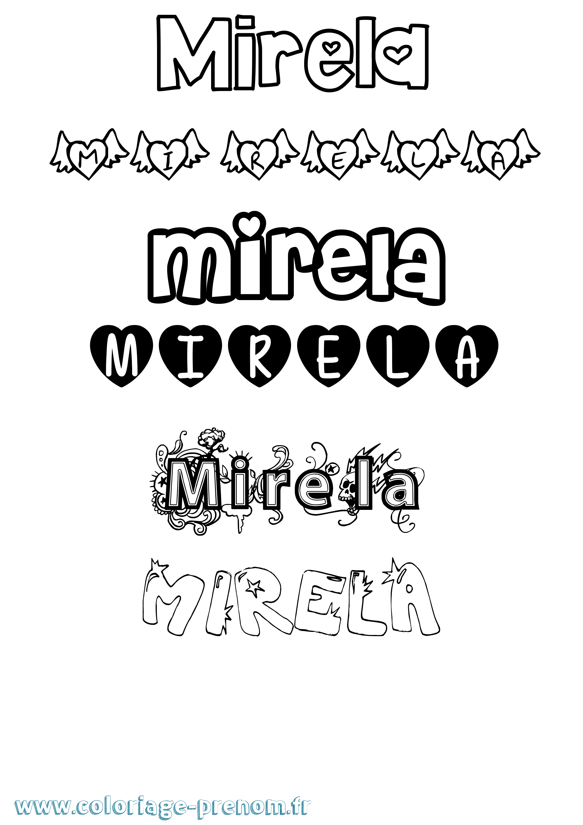 Coloriage Mirela Girly Coloriage prénom Mirela Girly