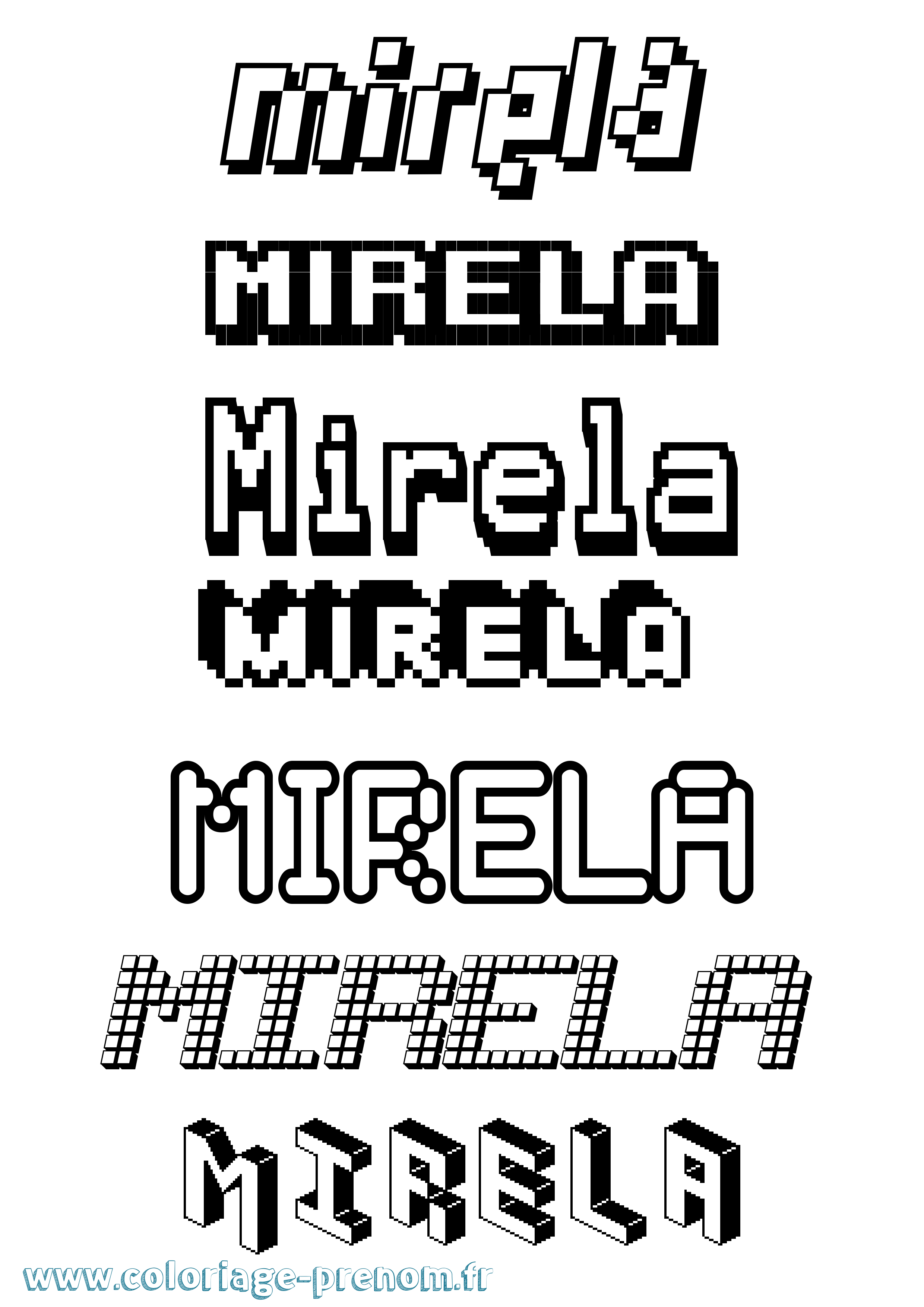 Coloriage Mirela Pixel Coloriage prénom Mirela Pixel