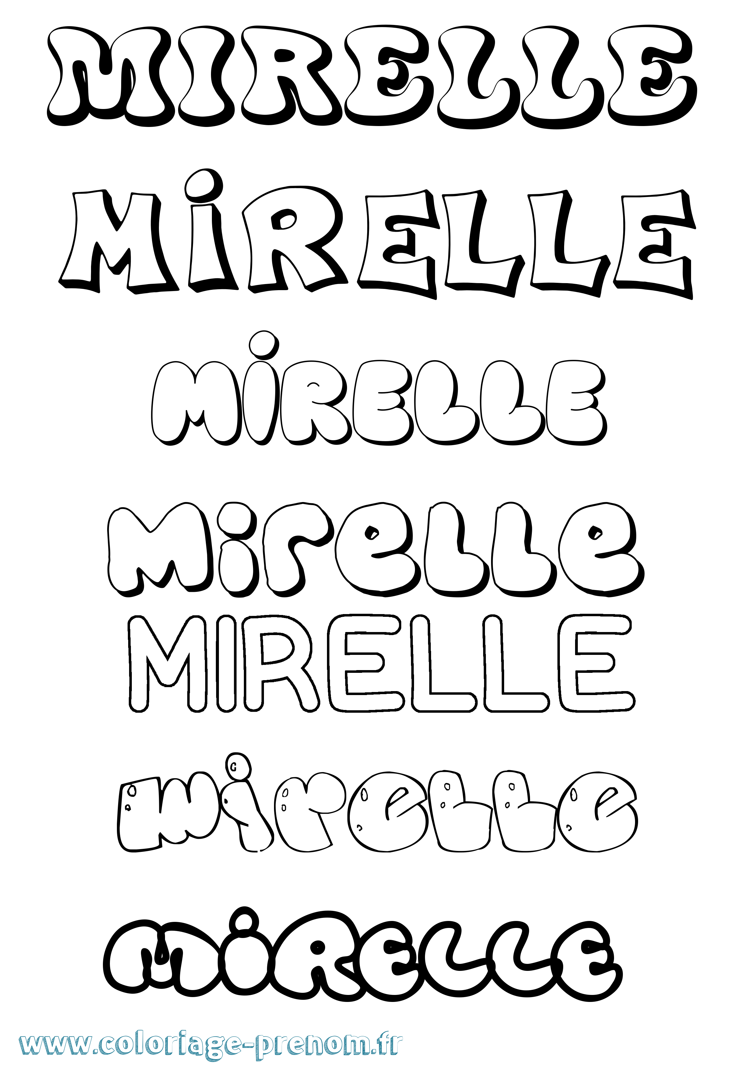 Coloriage Mirelle Bubble Coloriage prénom Mirelle Bubble