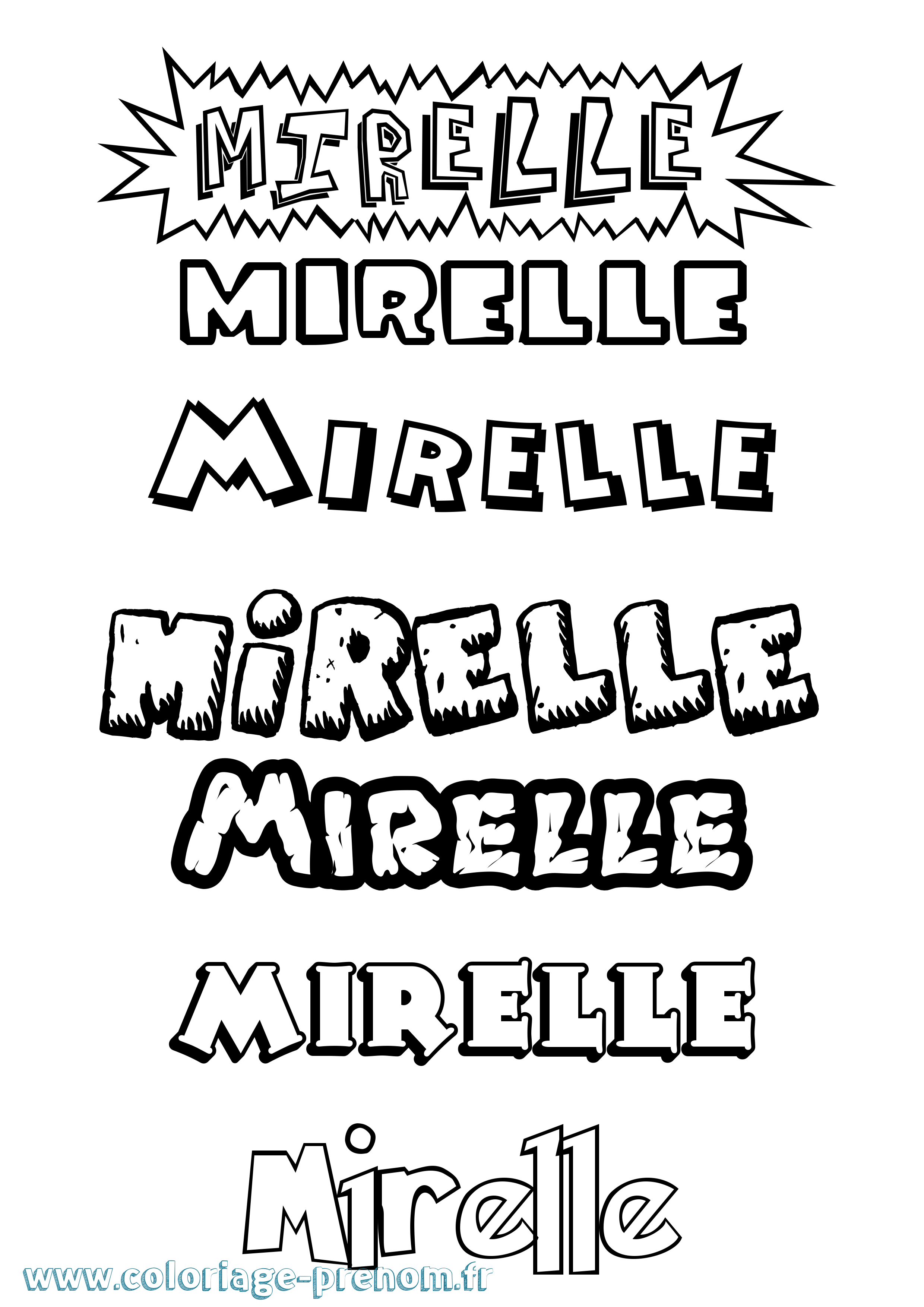 Coloriage Mirelle Dessin Animé Coloriage prénom Mirelle Dessin Animé