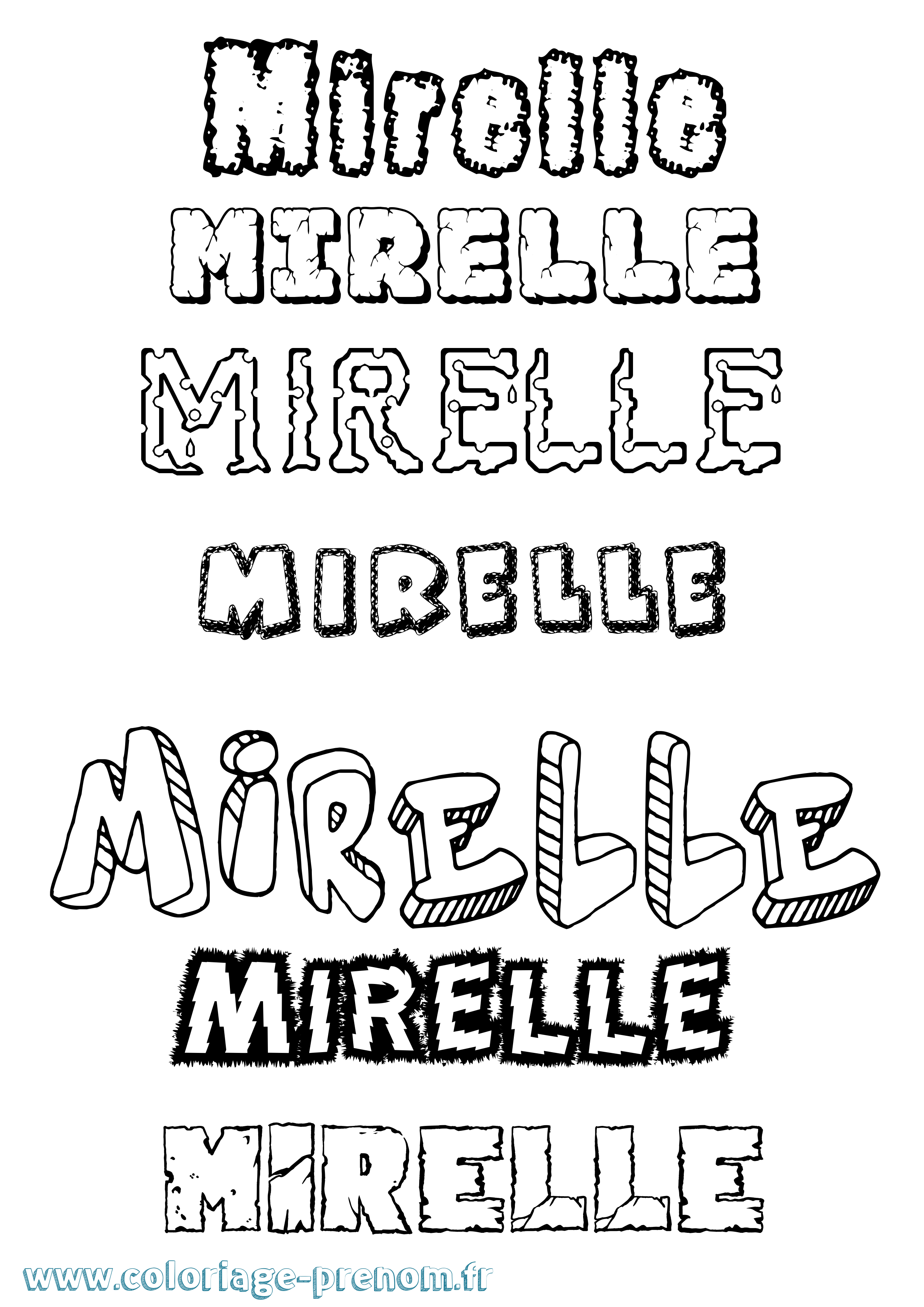 Coloriage Mirelle Destructuré Coloriage prénom Mirelle Destructuré