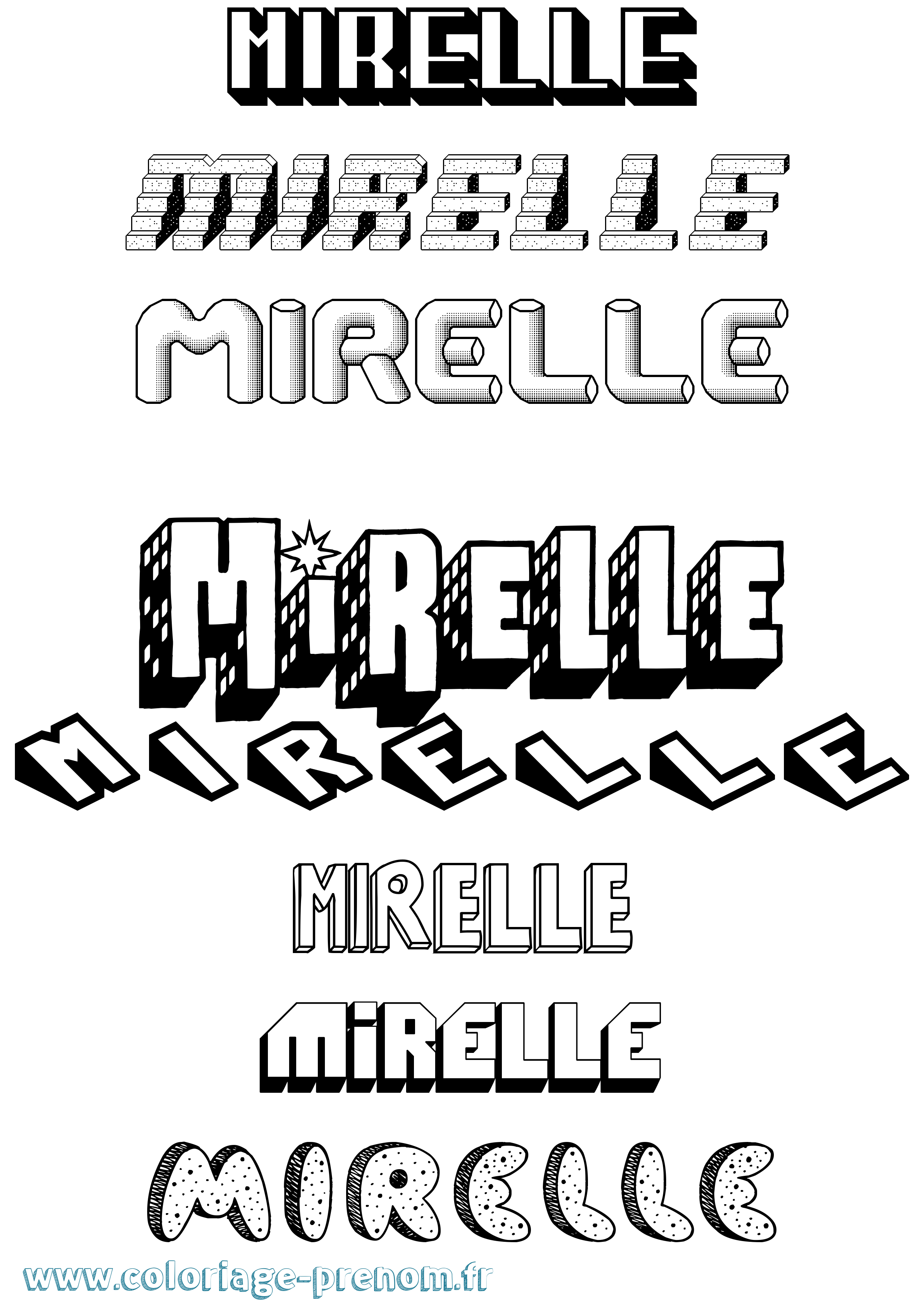 Coloriage Mirelle Effet 3D Coloriage prénom Mirelle Effet 3D