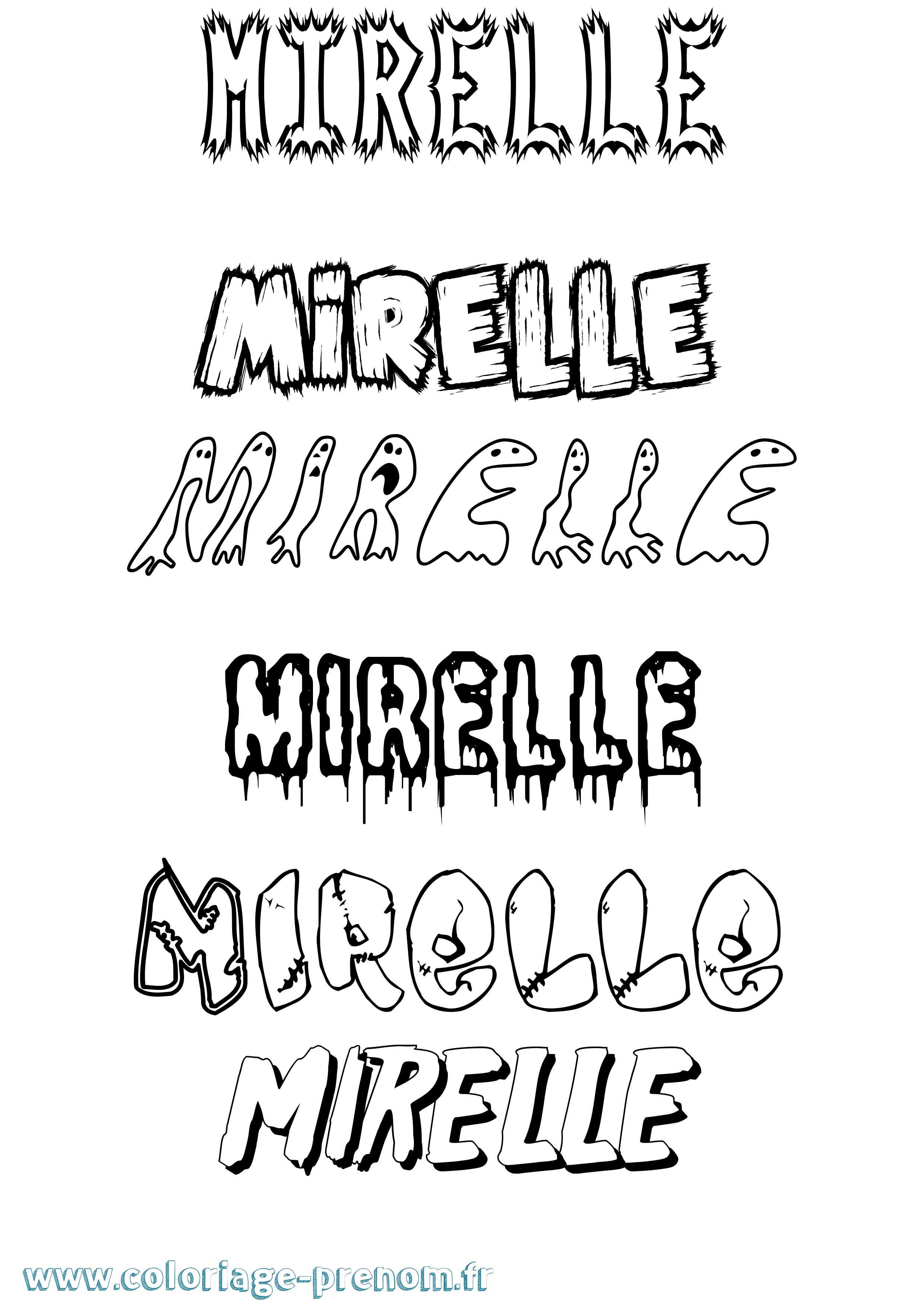 Coloriage Mirelle Frisson Coloriage prénom Mirelle Frisson