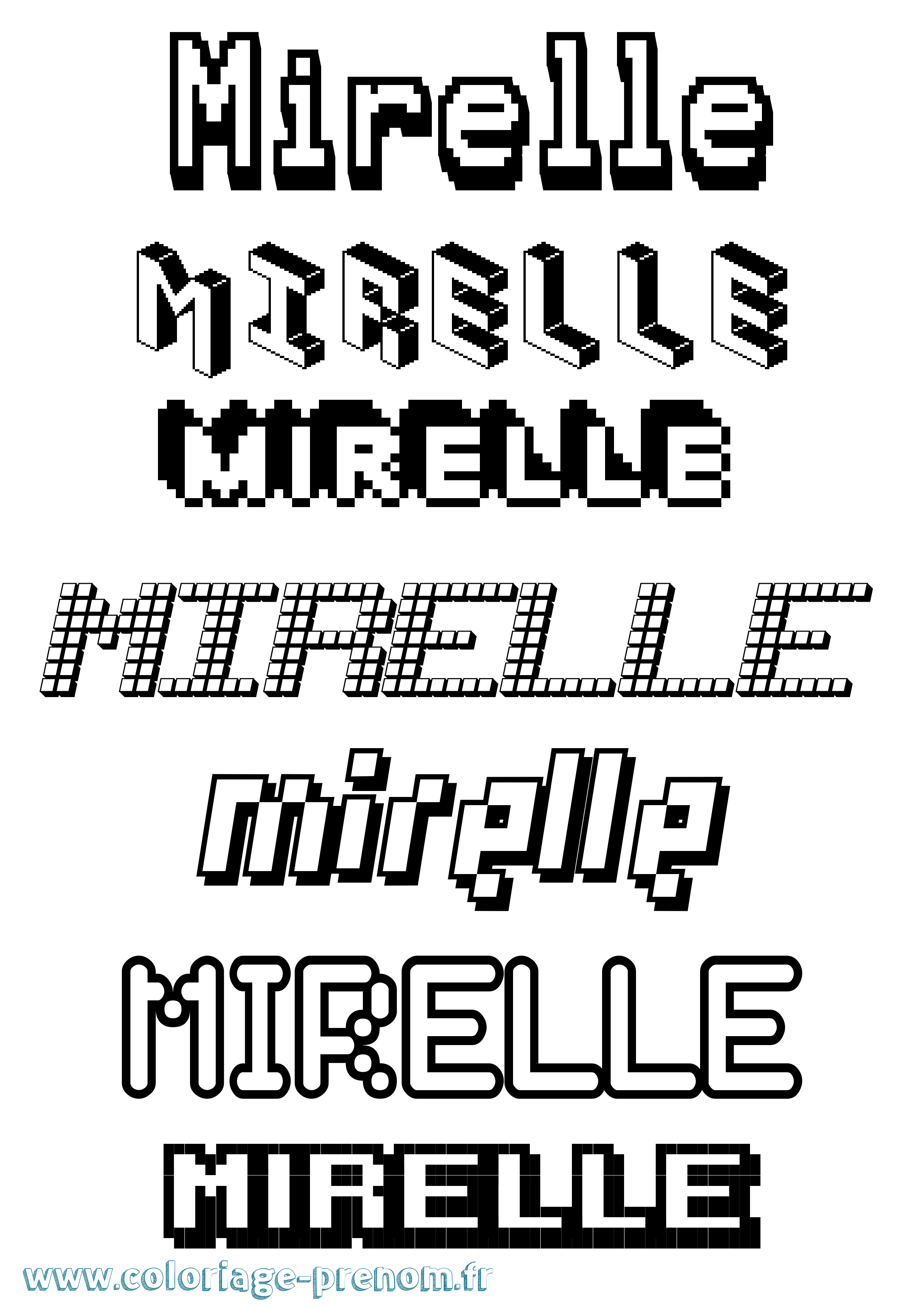 Coloriage Mirelle Pixel Coloriage prénom Mirelle Pixel