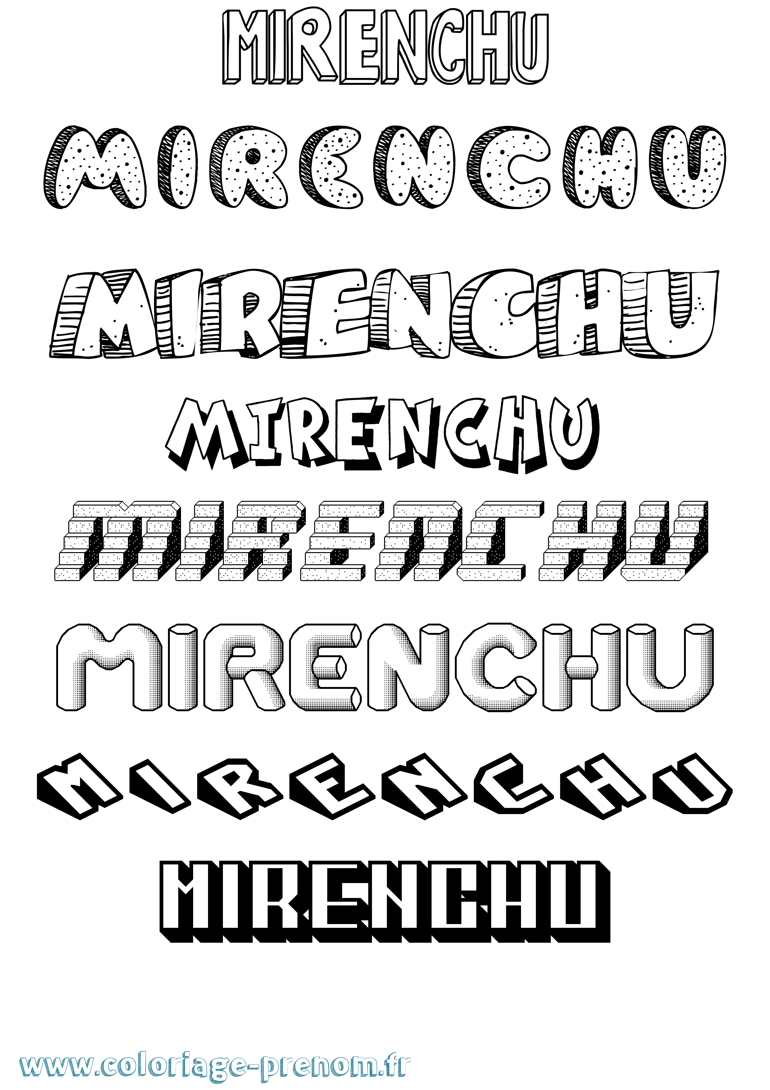 Coloriage Mirenchu Effet 3D Coloriage prénom Mirenchu Effet 3D