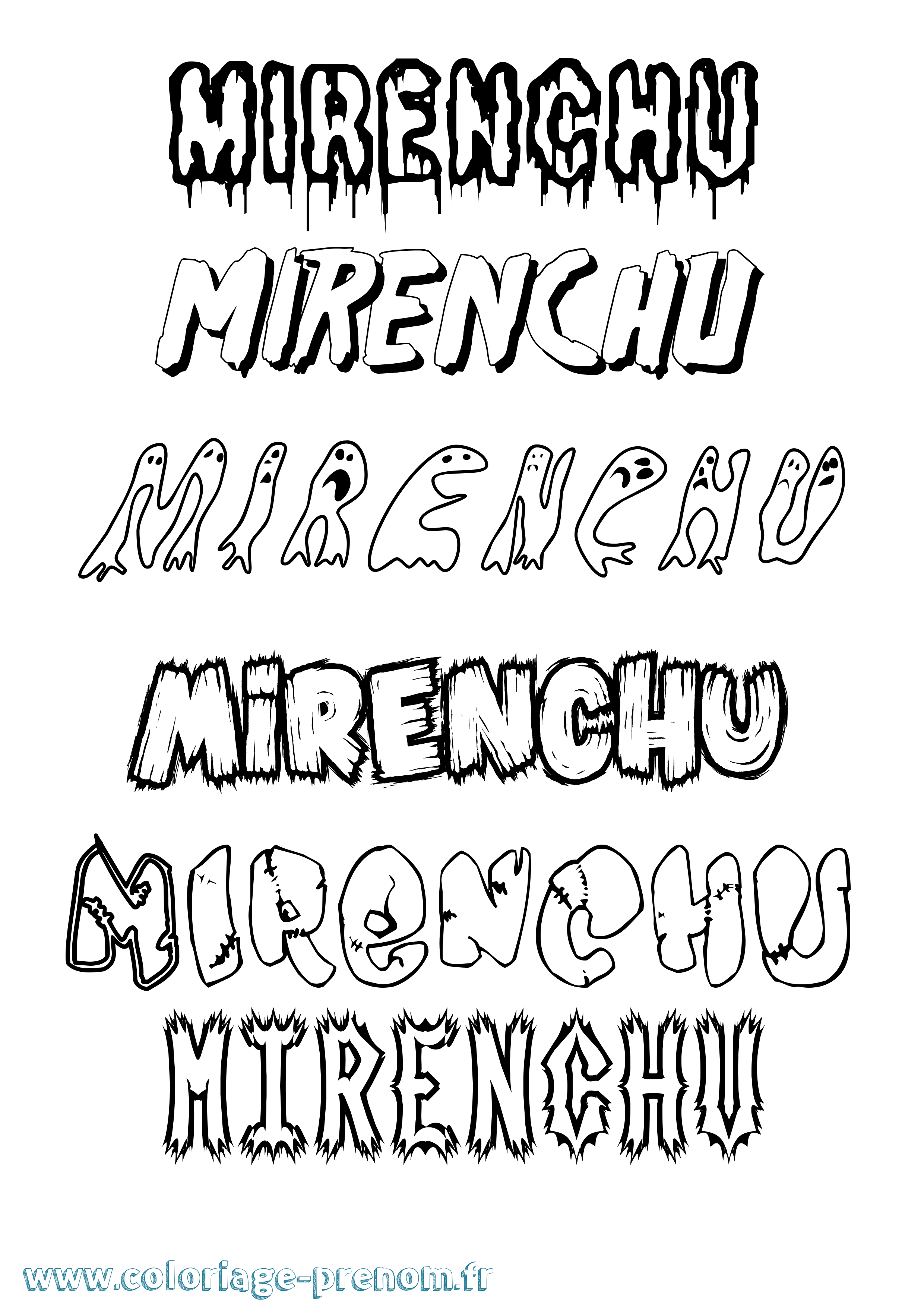 Coloriage Mirenchu Frisson Coloriage prénom Mirenchu Frisson