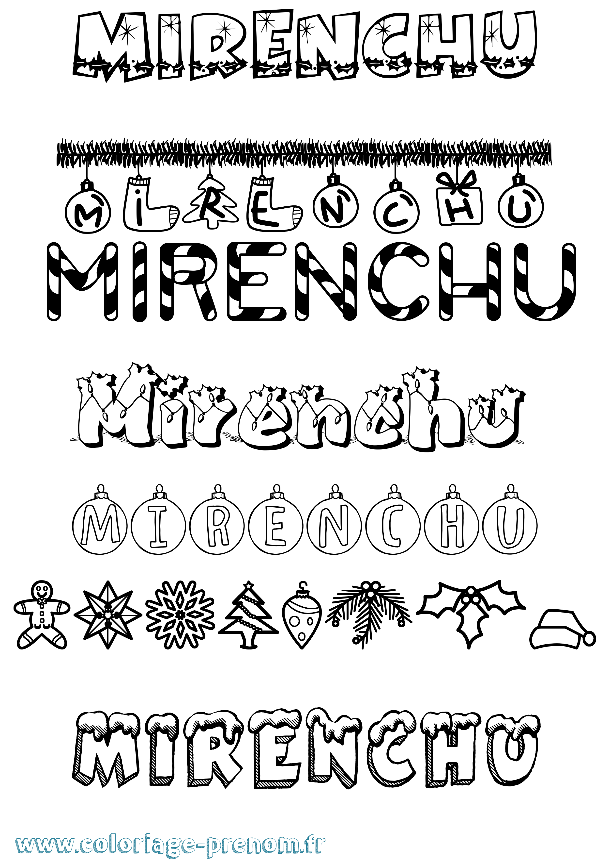 Coloriage Mirenchu Noël Coloriage prénom Mirenchu Noël