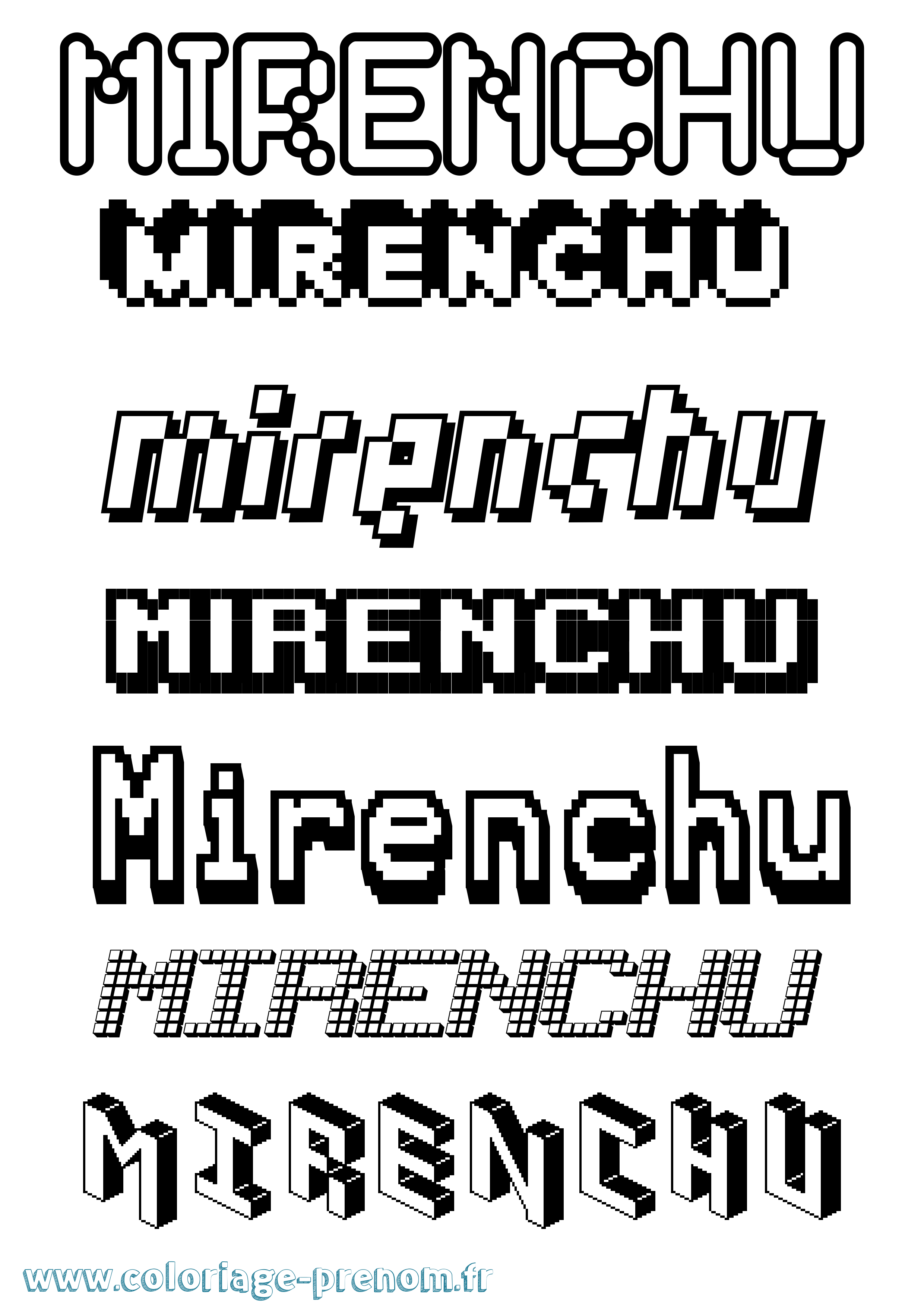 Coloriage Mirenchu Pixel Coloriage prénom Mirenchu Pixel