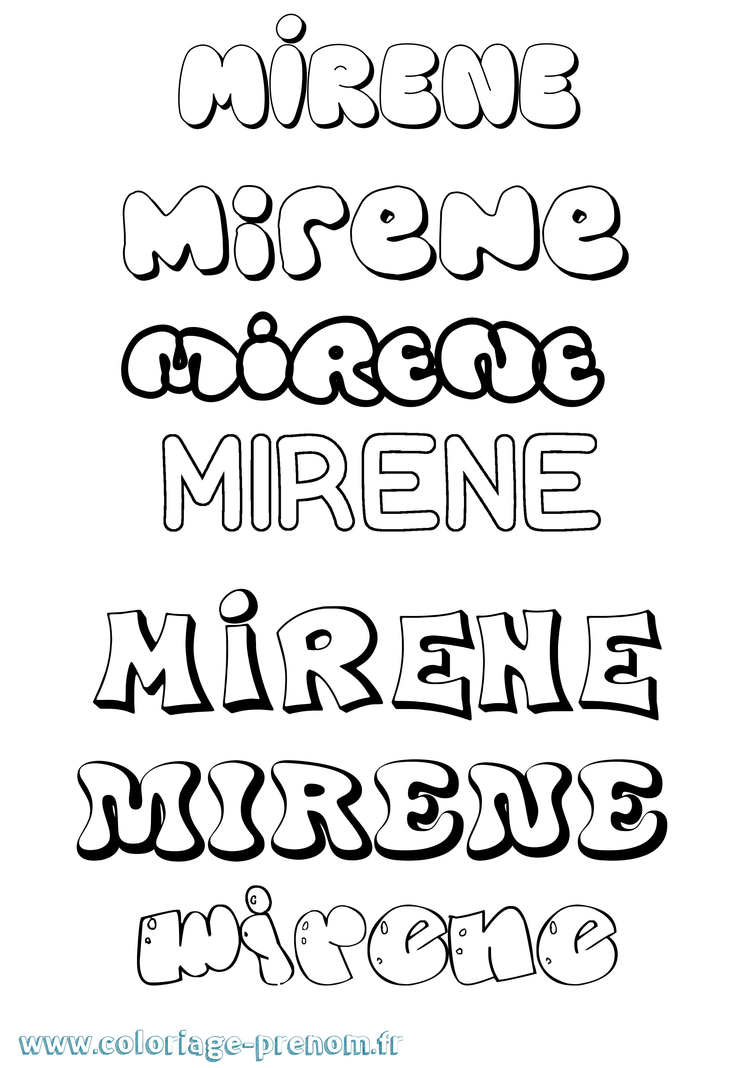 Coloriage Mirene Bubble Coloriage prénom Mirene Bubble