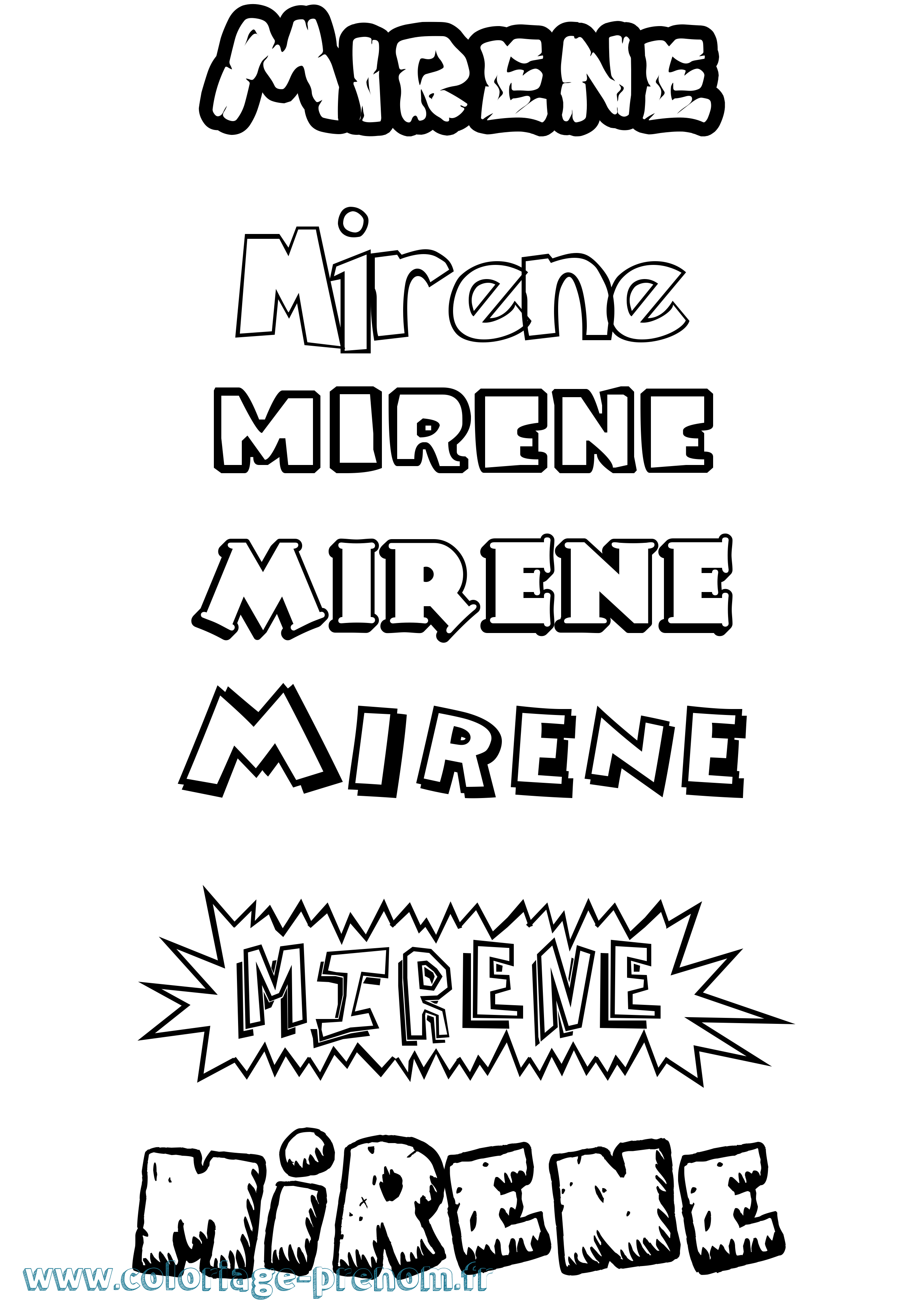 Coloriage Mirene Dessin Animé Coloriage prénom Mirene Dessin Animé