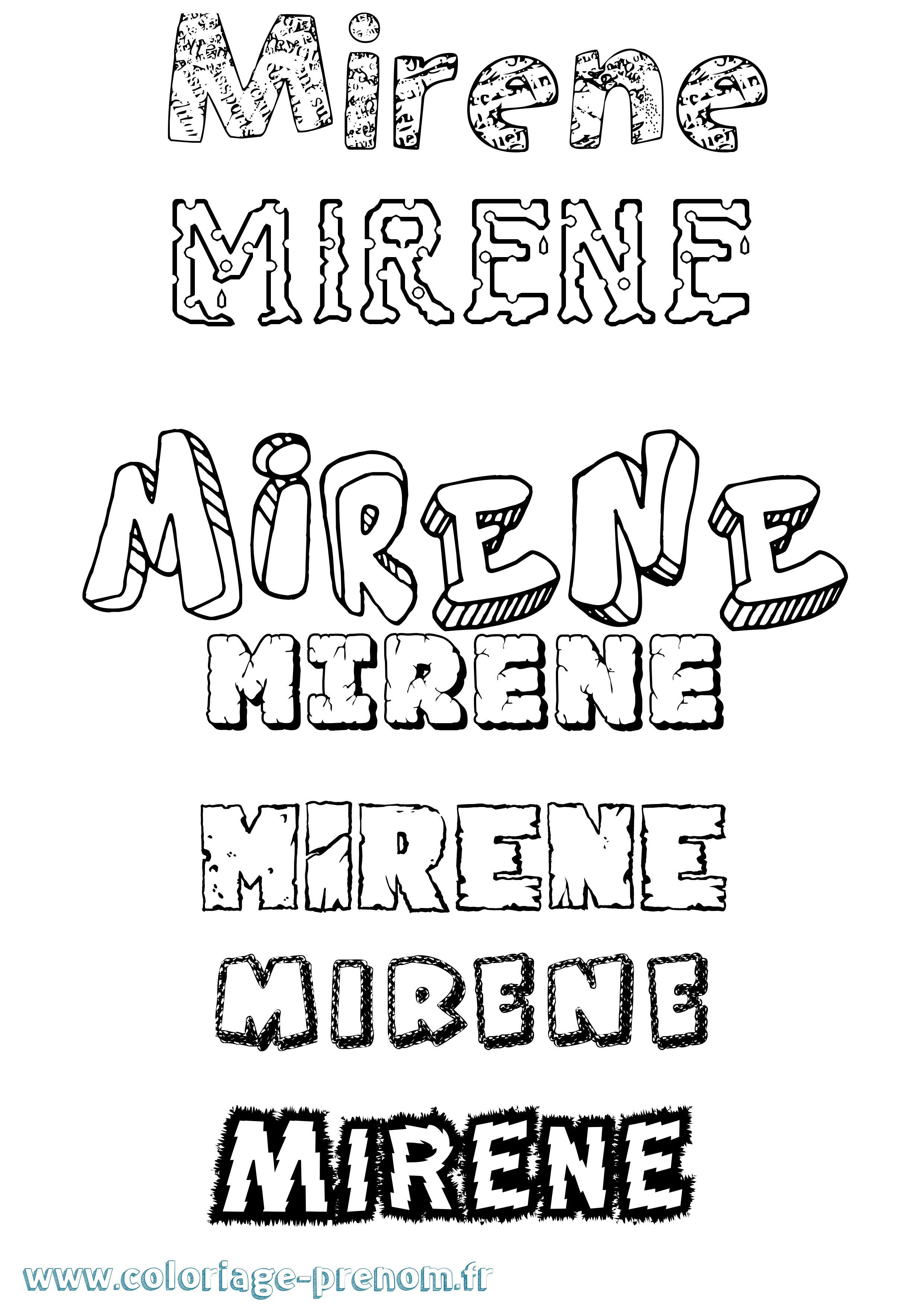 Coloriage Mirene Destructuré Coloriage prénom Mirene Destructuré