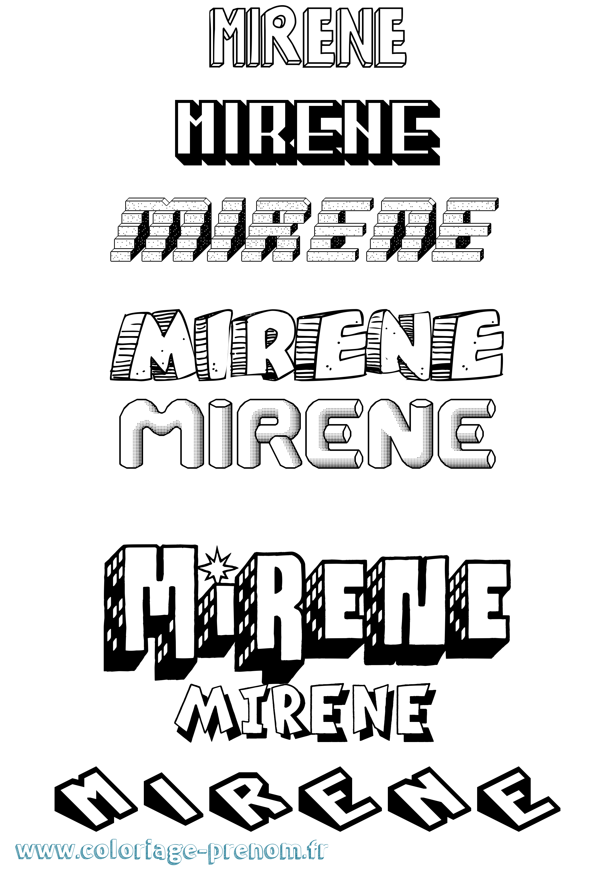 Coloriage Mirene Effet 3D Coloriage prénom Mirene Effet 3D