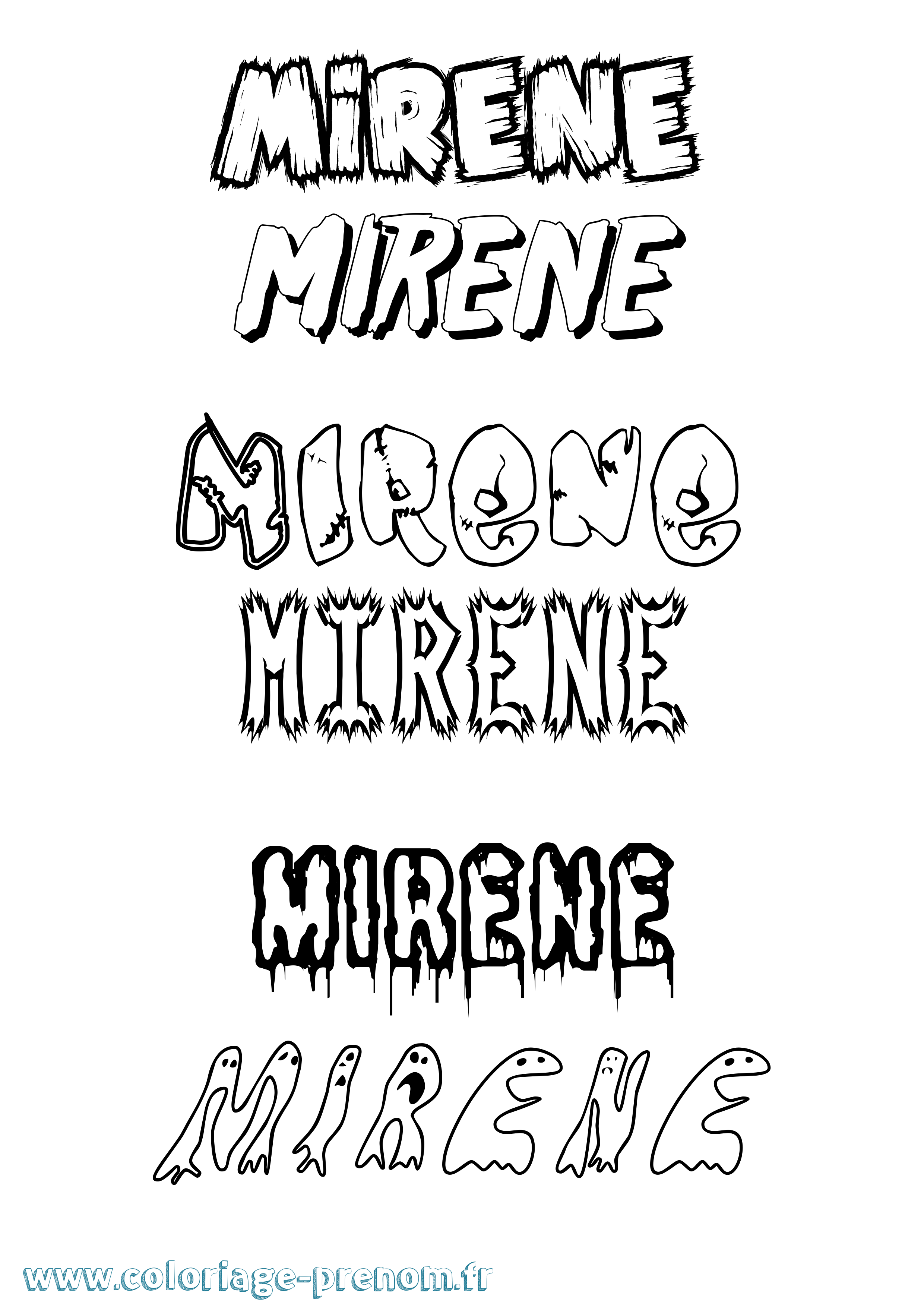 Coloriage Mirene Frisson Coloriage prénom Mirene Frisson
