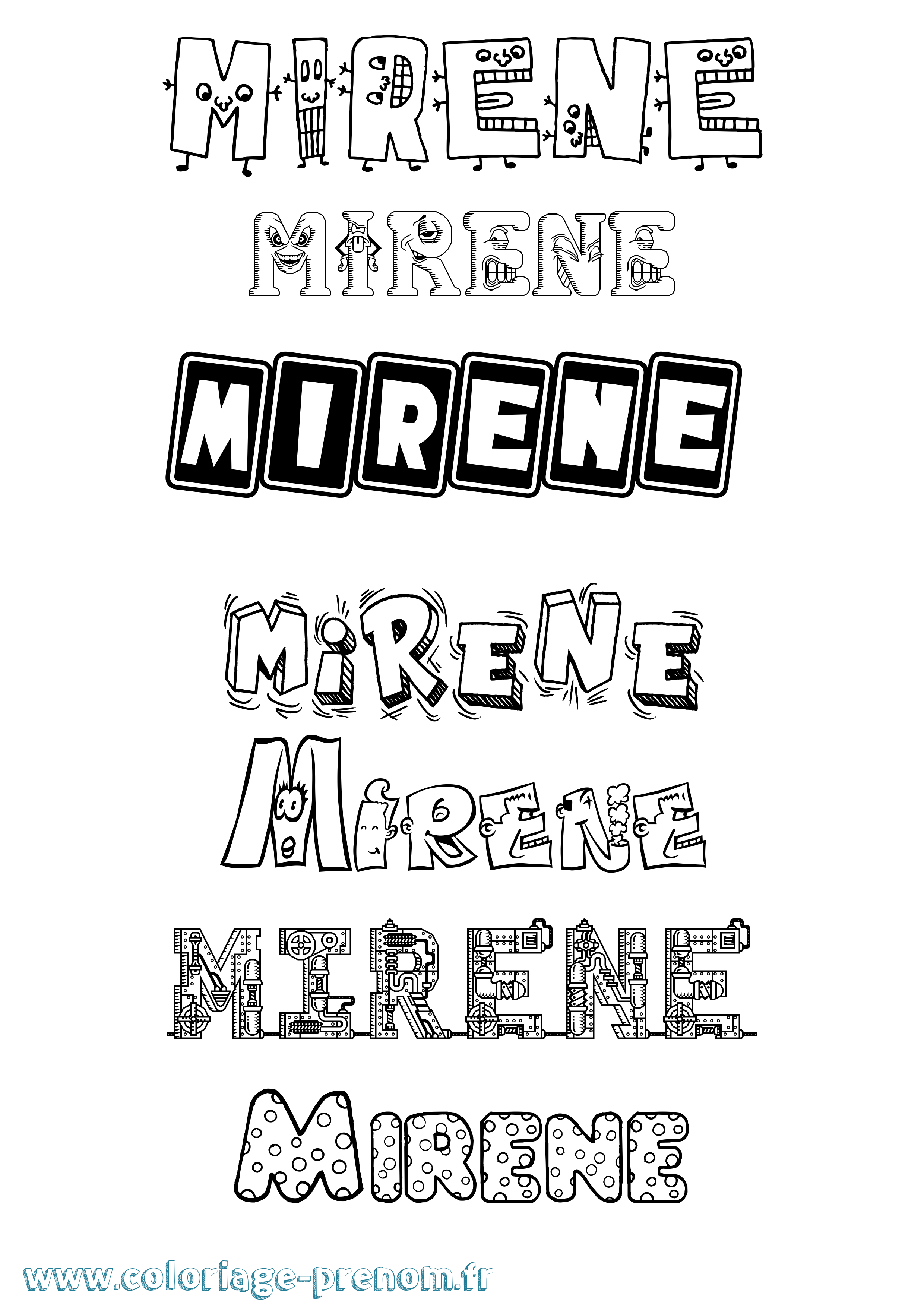 Coloriage Mirene Fun Coloriage prénom Mirene Fun