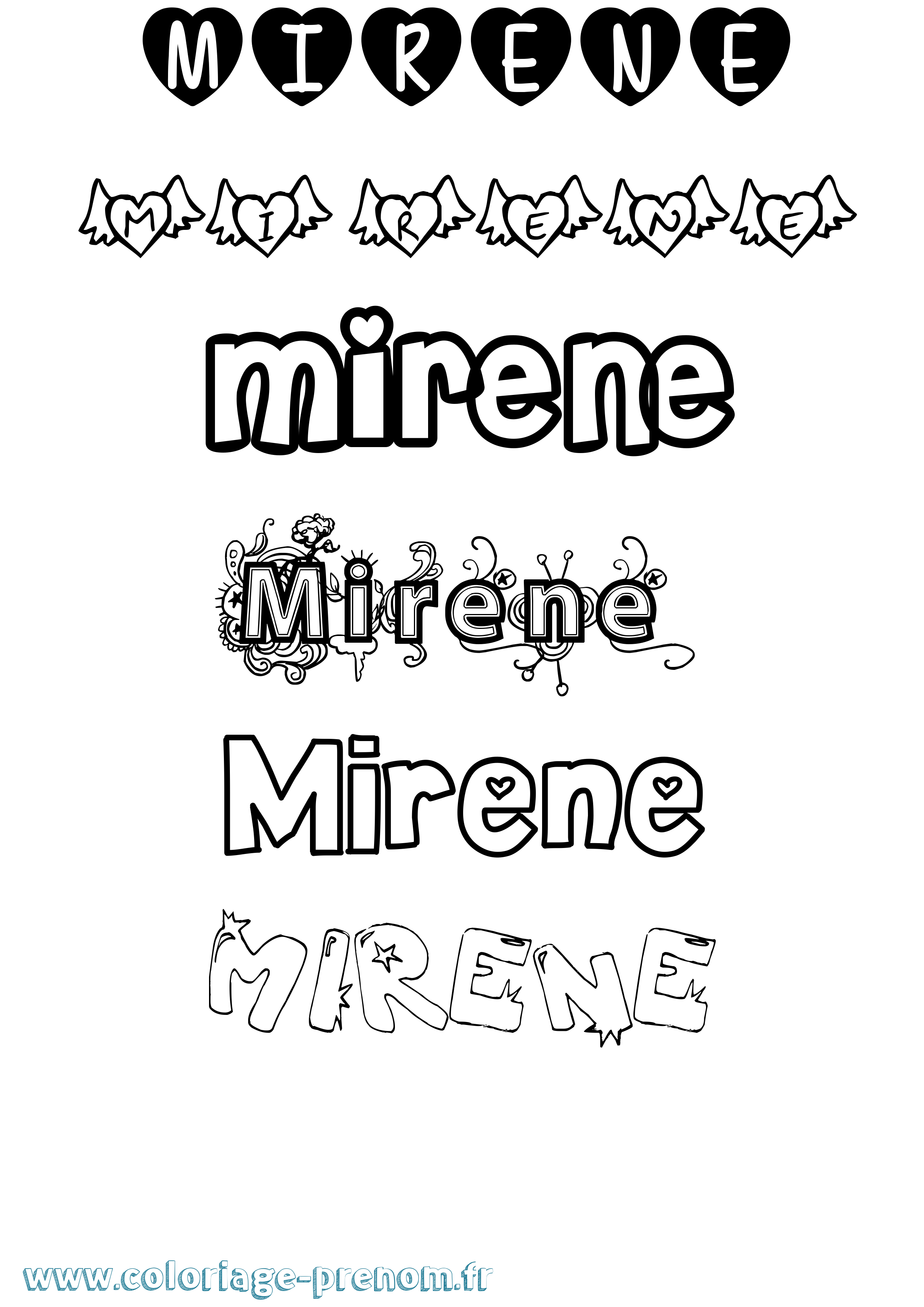 Coloriage Mirene Girly Coloriage prénom Mirene Girly