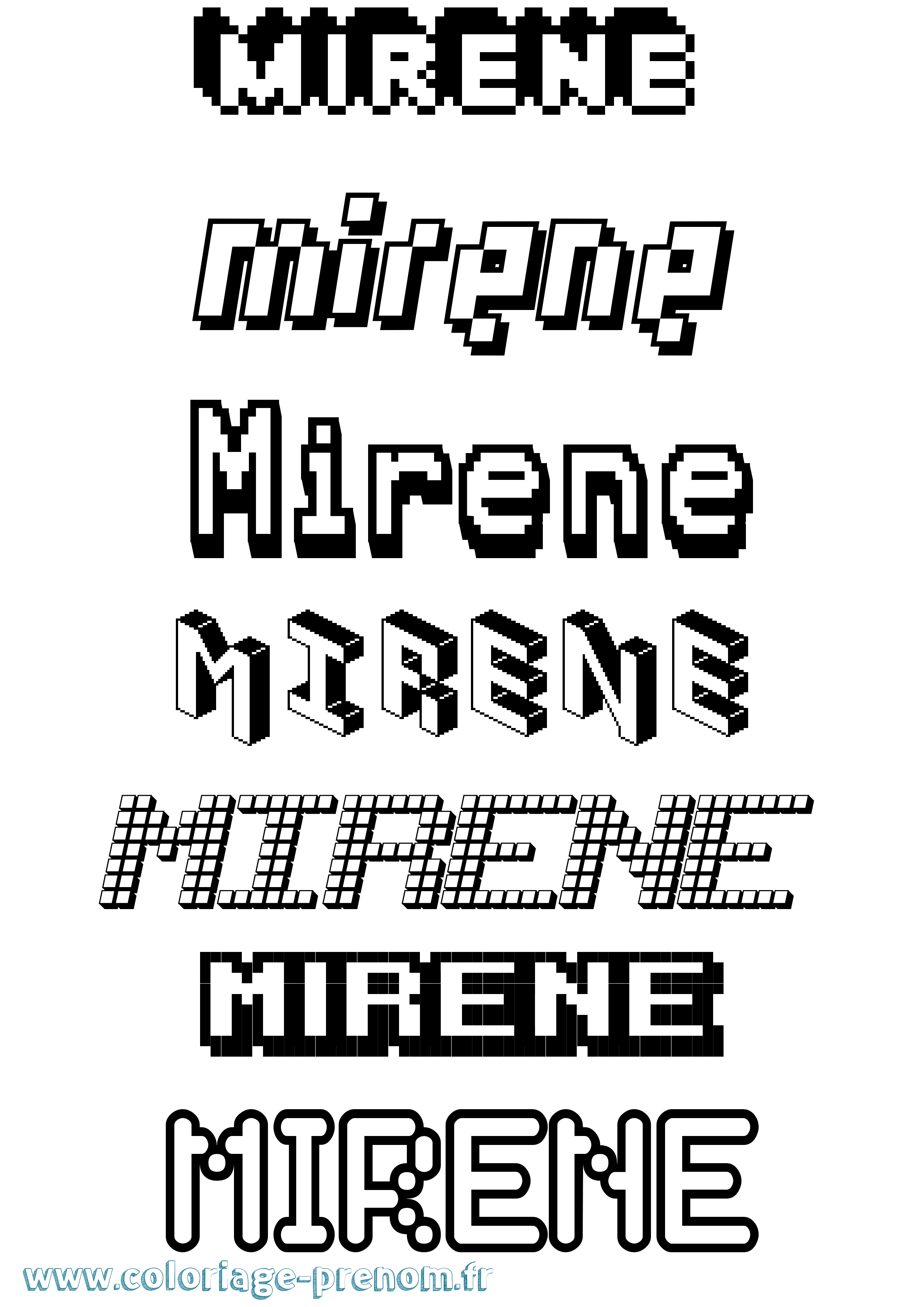 Coloriage Mirene Pixel Coloriage prénom Mirene Pixel
