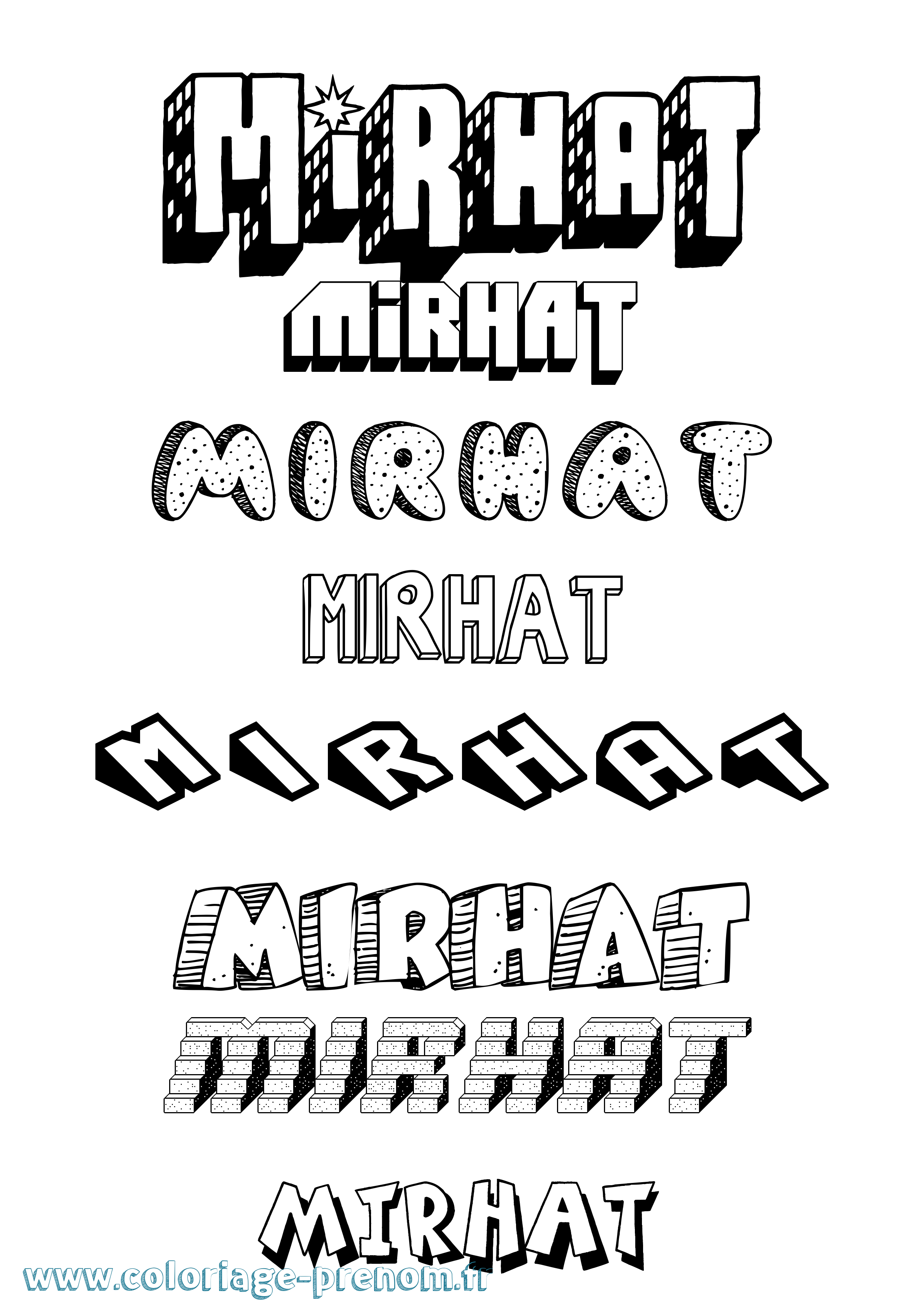Coloriage Mirhat Effet 3D Coloriage prénom Mirhat Effet 3D