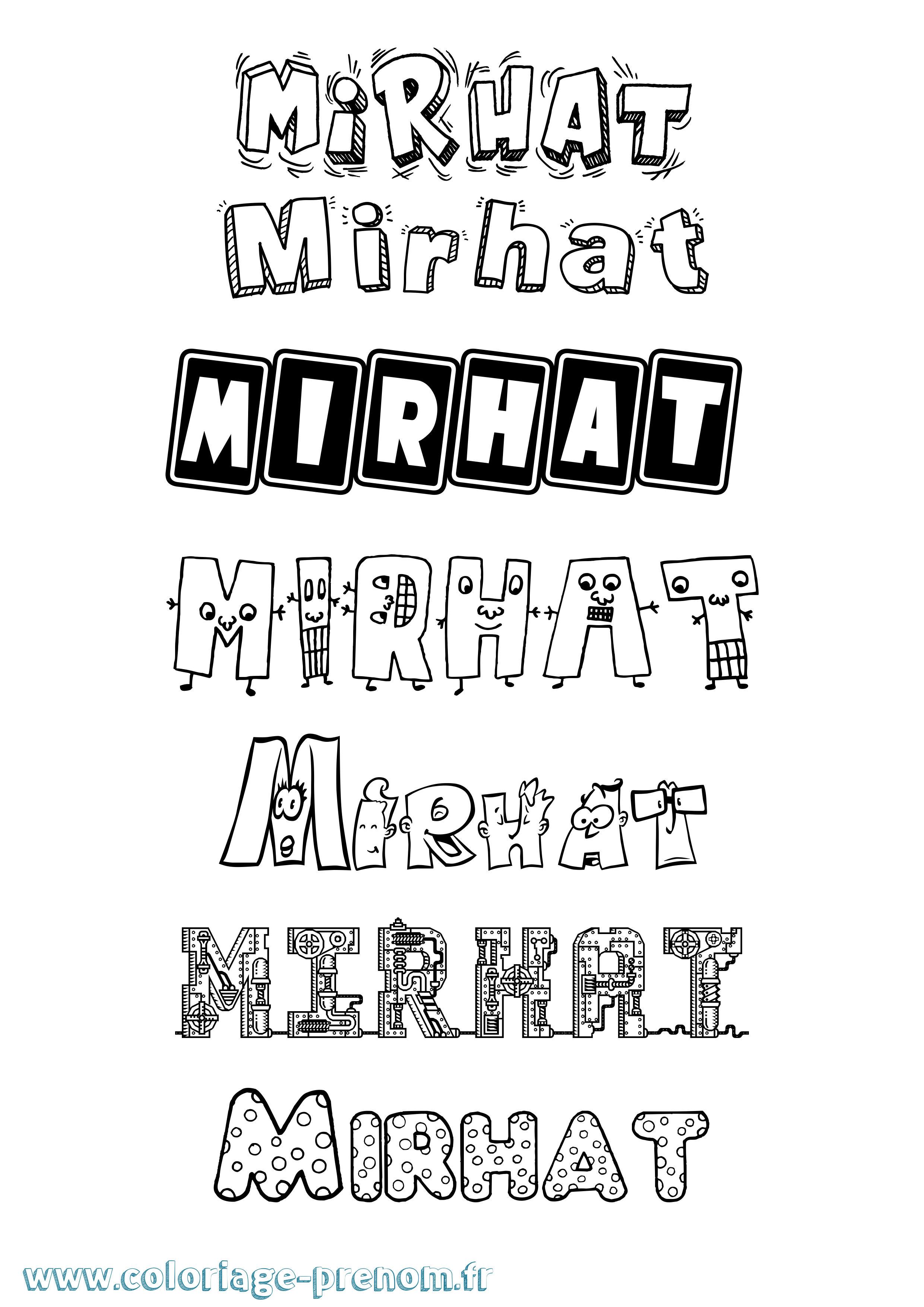 Coloriage Mirhat Fun Coloriage prénom Mirhat Fun
