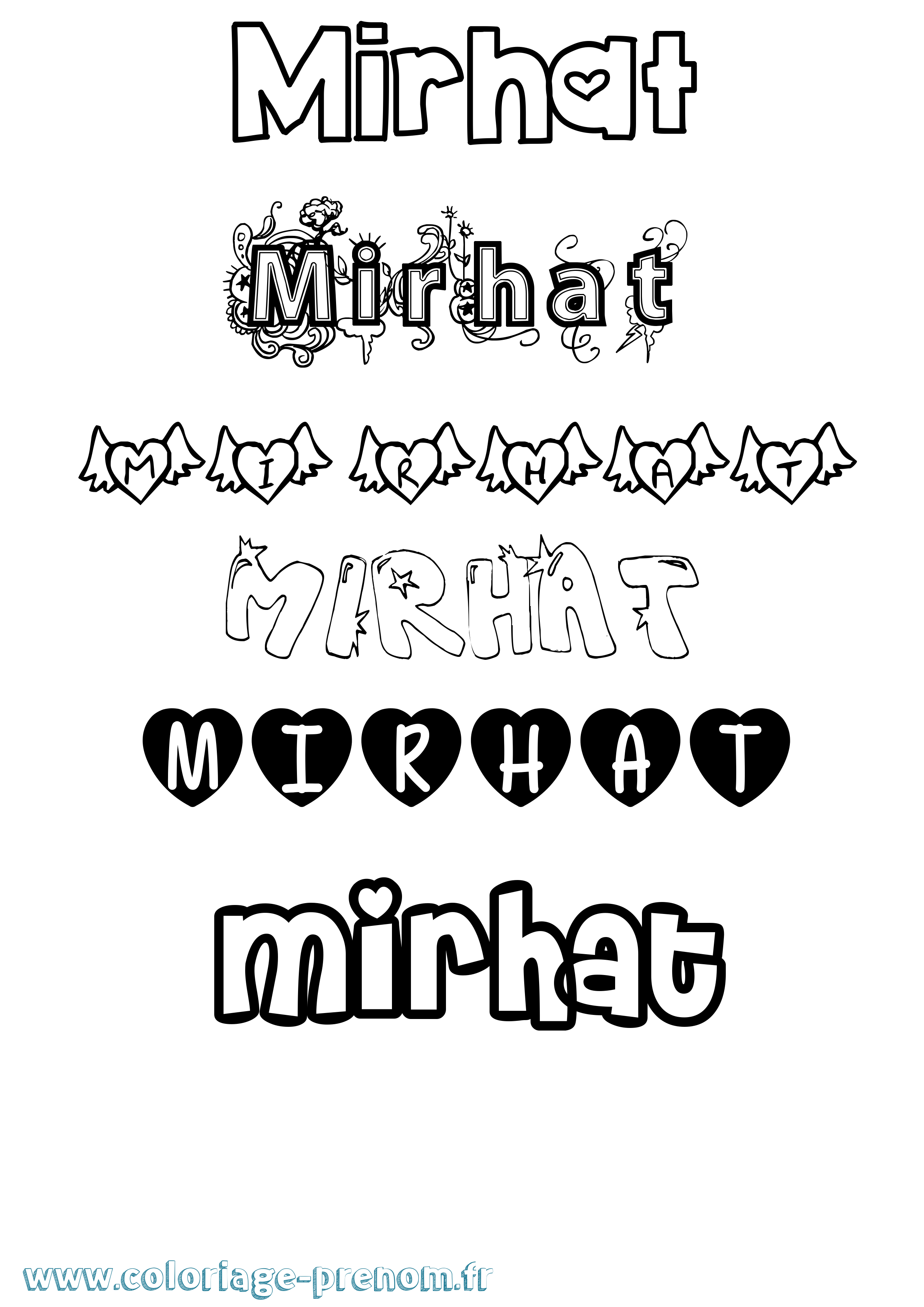 Coloriage Mirhat Girly Coloriage prénom Mirhat Girly