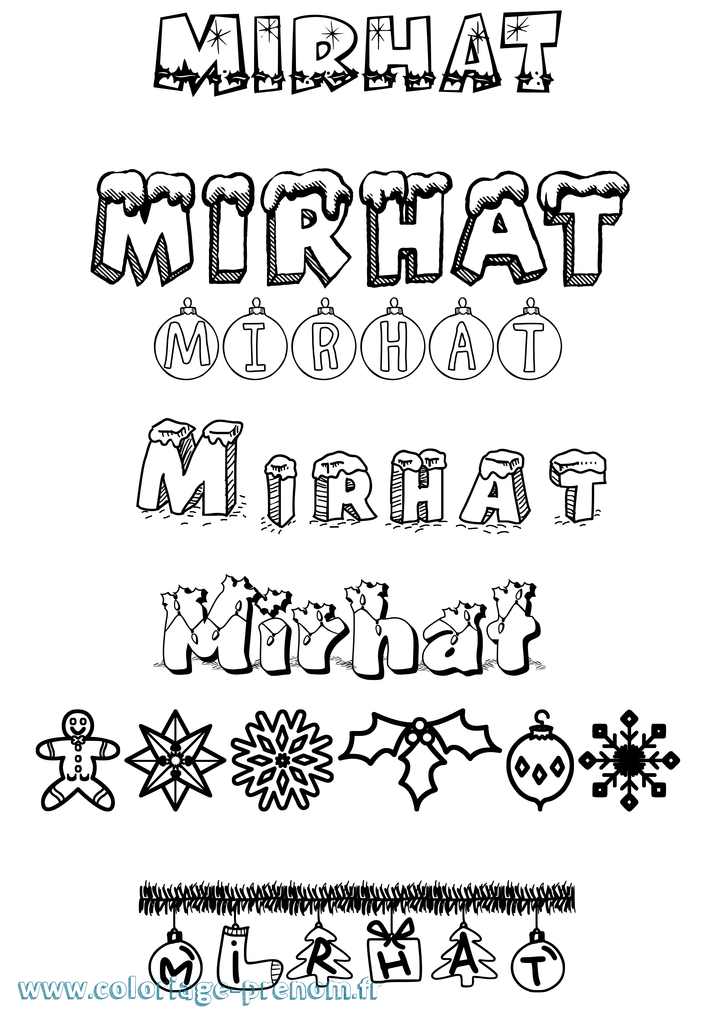 Coloriage Mirhat Noël Coloriage prénom Mirhat Noël