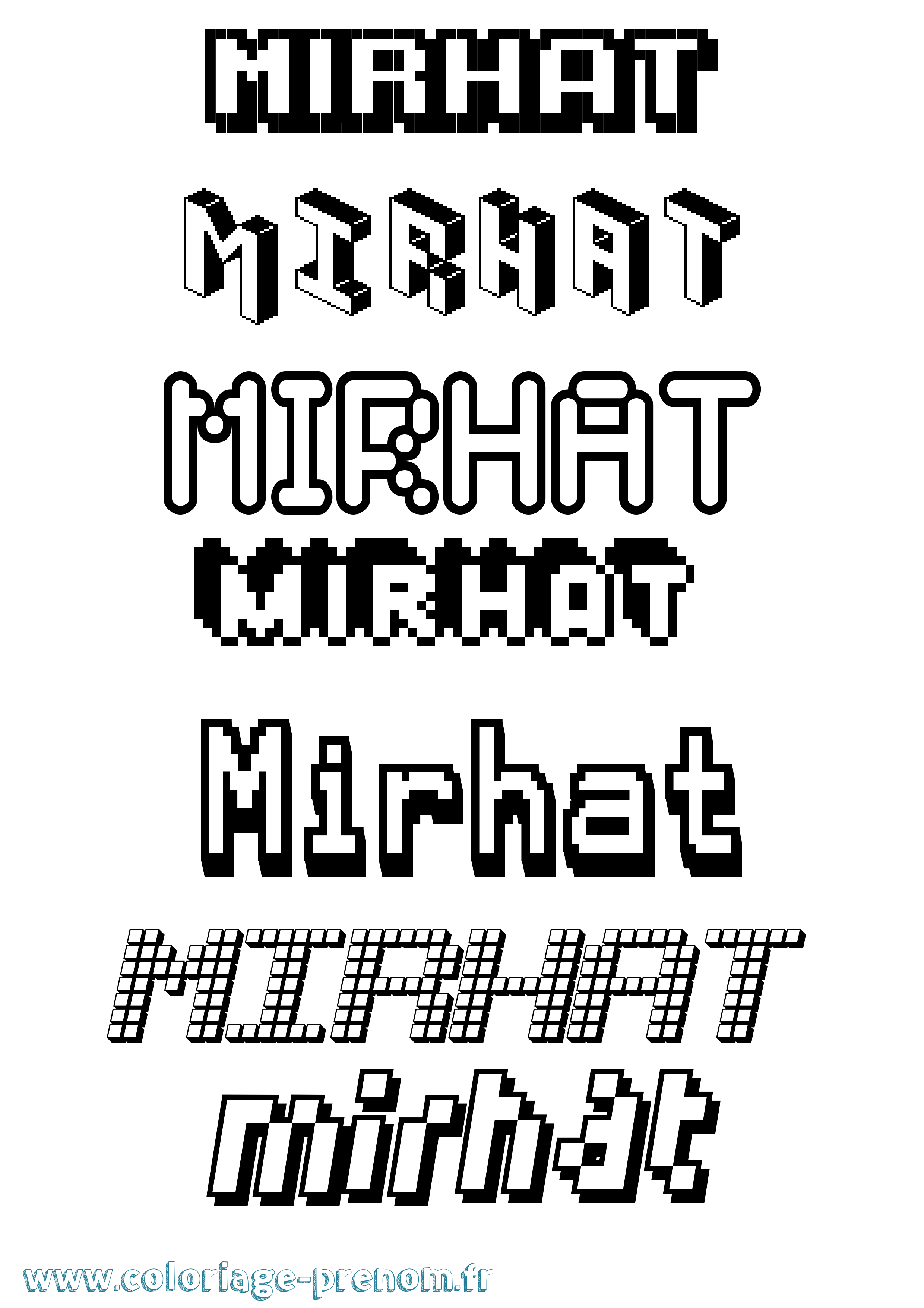 Coloriage Mirhat Pixel Coloriage prénom Mirhat Pixel