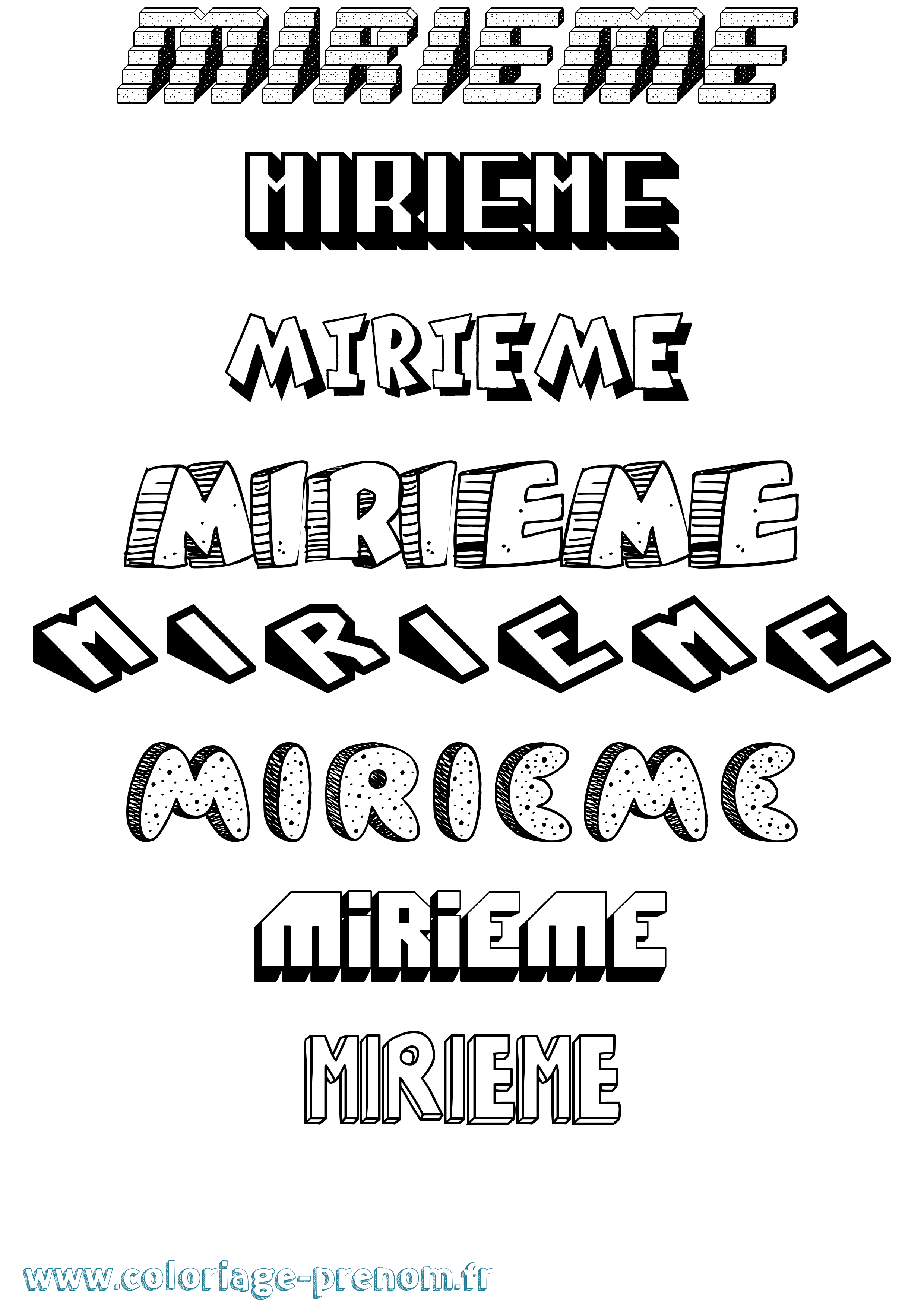 Coloriage Mirieme Effet 3D Coloriage prénom Mirieme Effet 3D