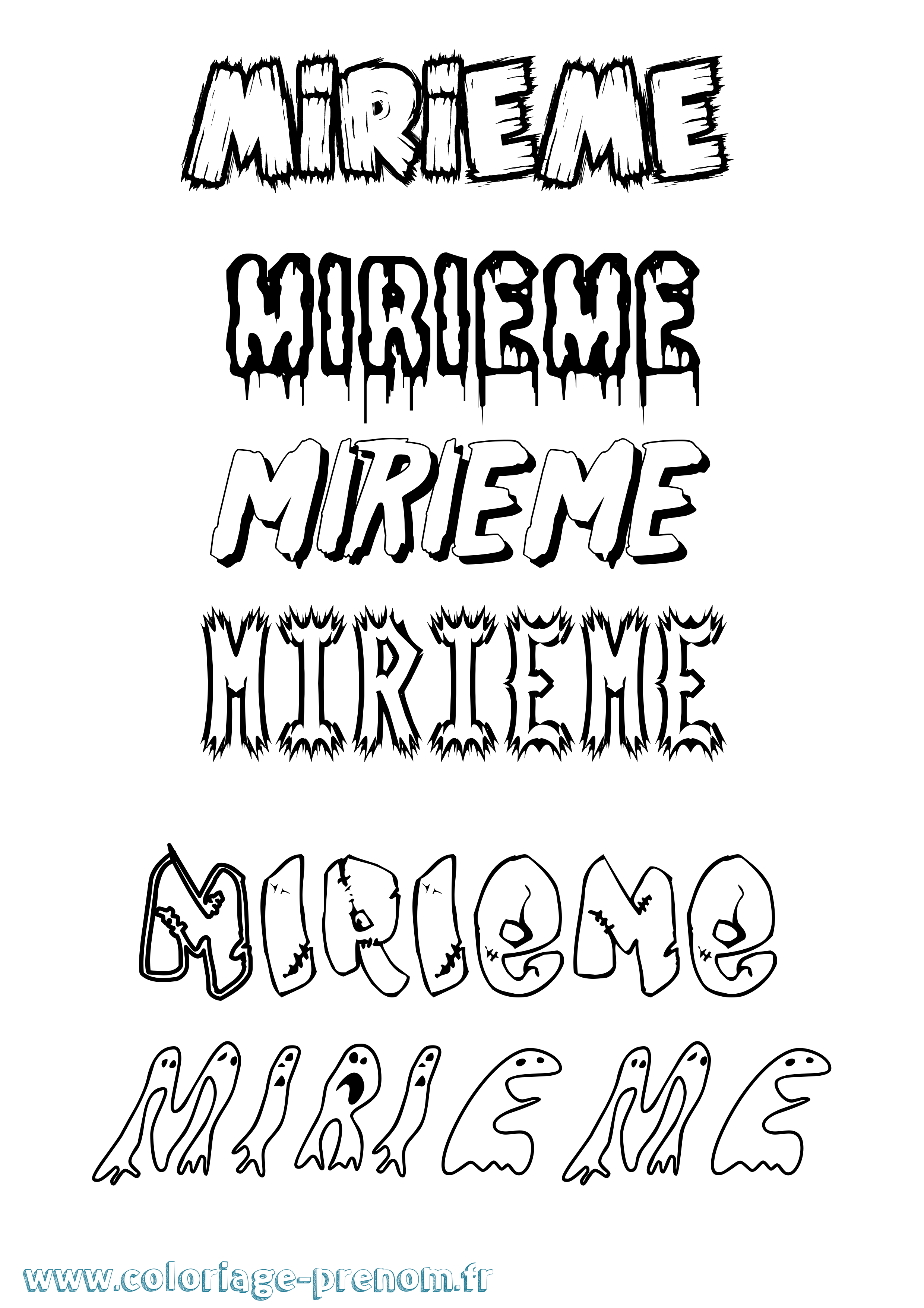 Coloriage Mirieme Frisson Coloriage prénom Mirieme Frisson