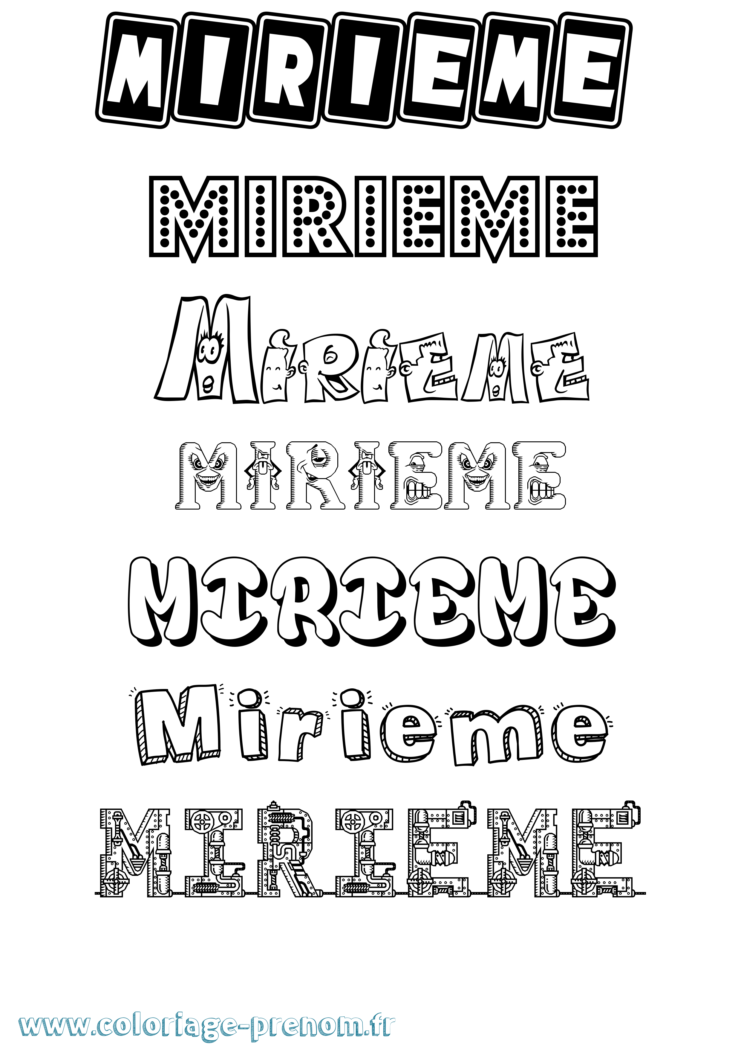 Coloriage Mirieme Fun Coloriage prénom Mirieme Fun