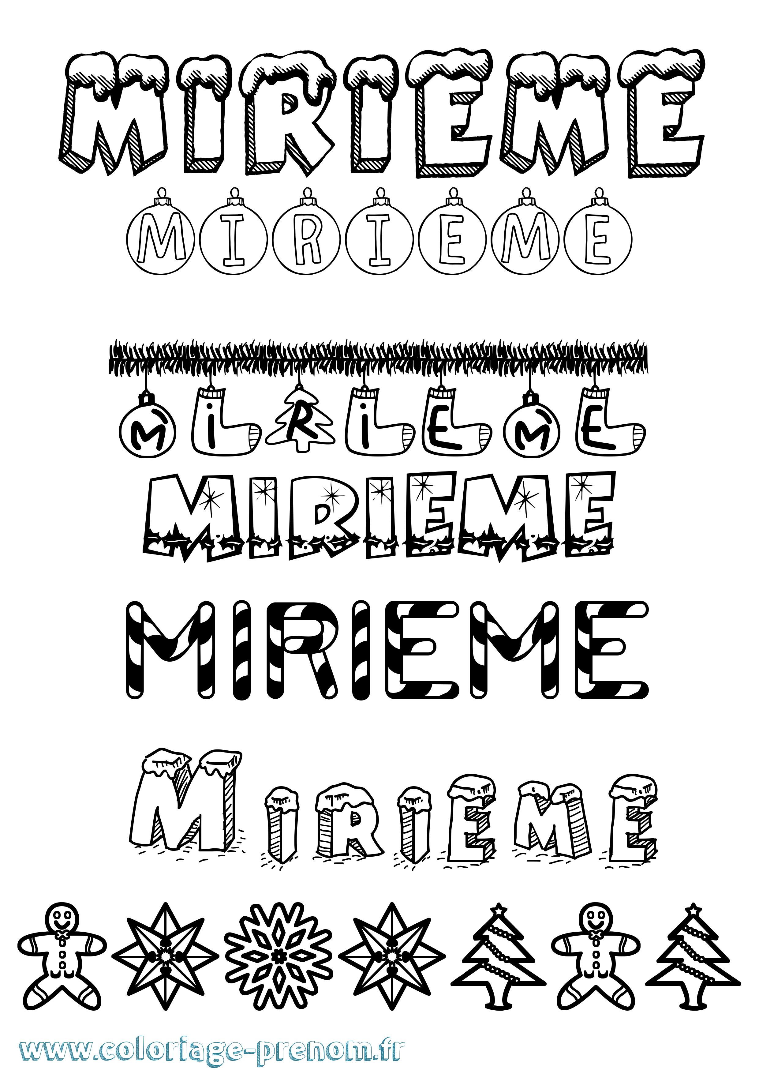 Coloriage Mirieme Noël Coloriage prénom Mirieme Noël