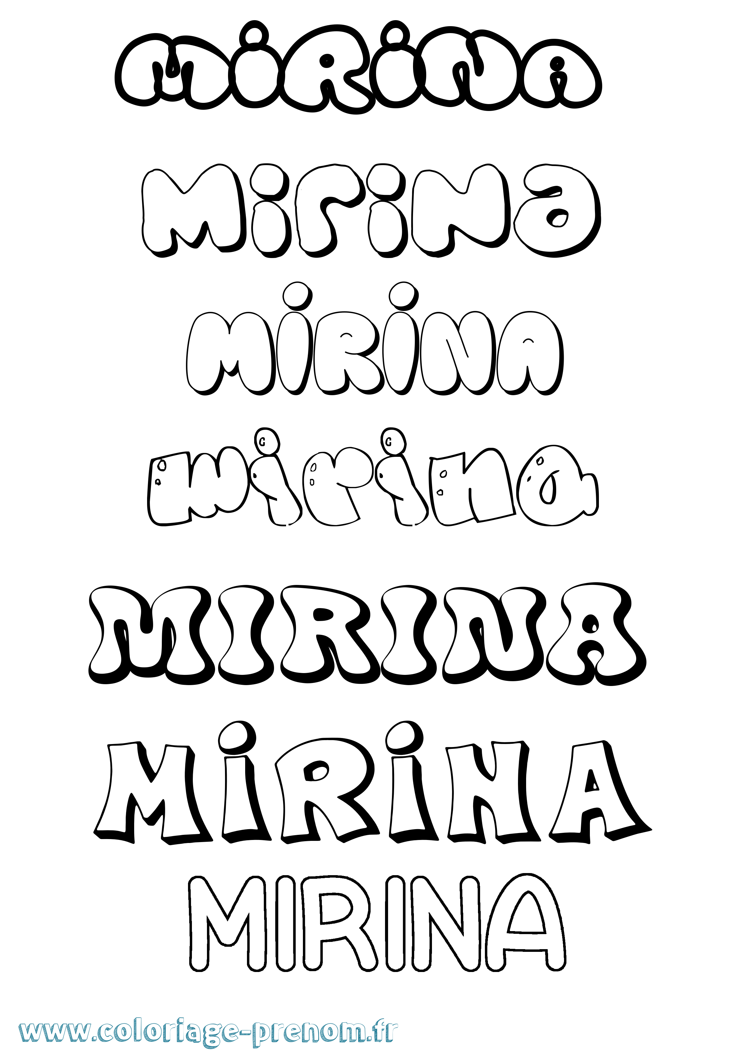 Coloriage Mirina Bubble Coloriage prénom Mirina Bubble