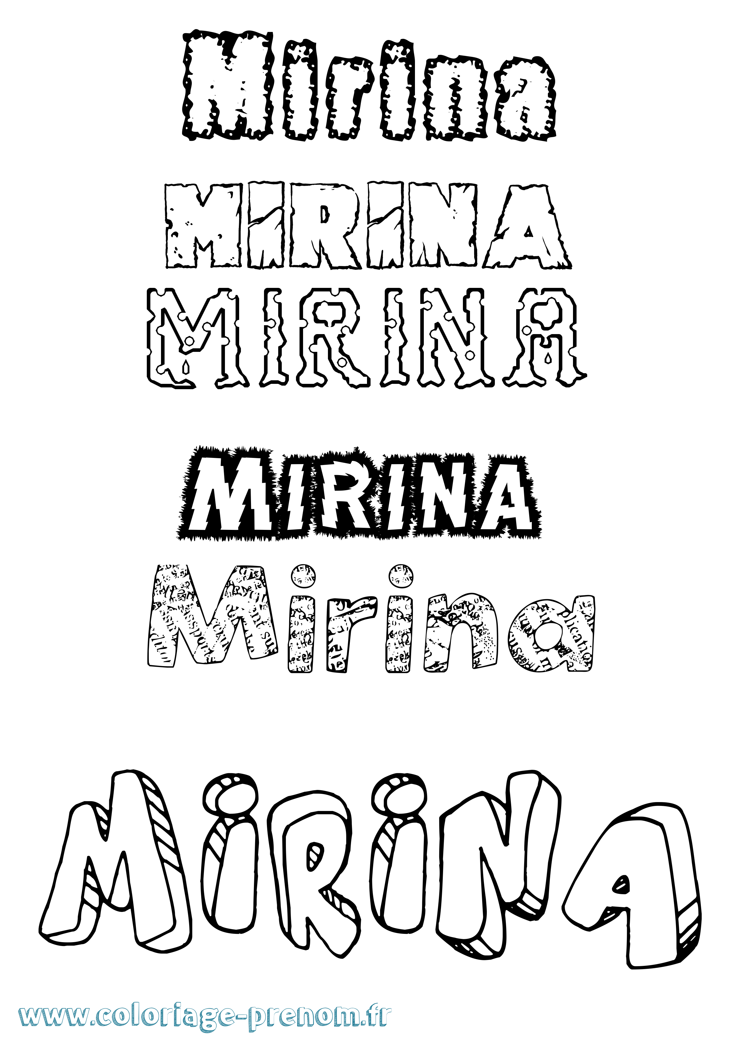 Coloriage Mirina Destructuré Coloriage prénom Mirina Destructuré