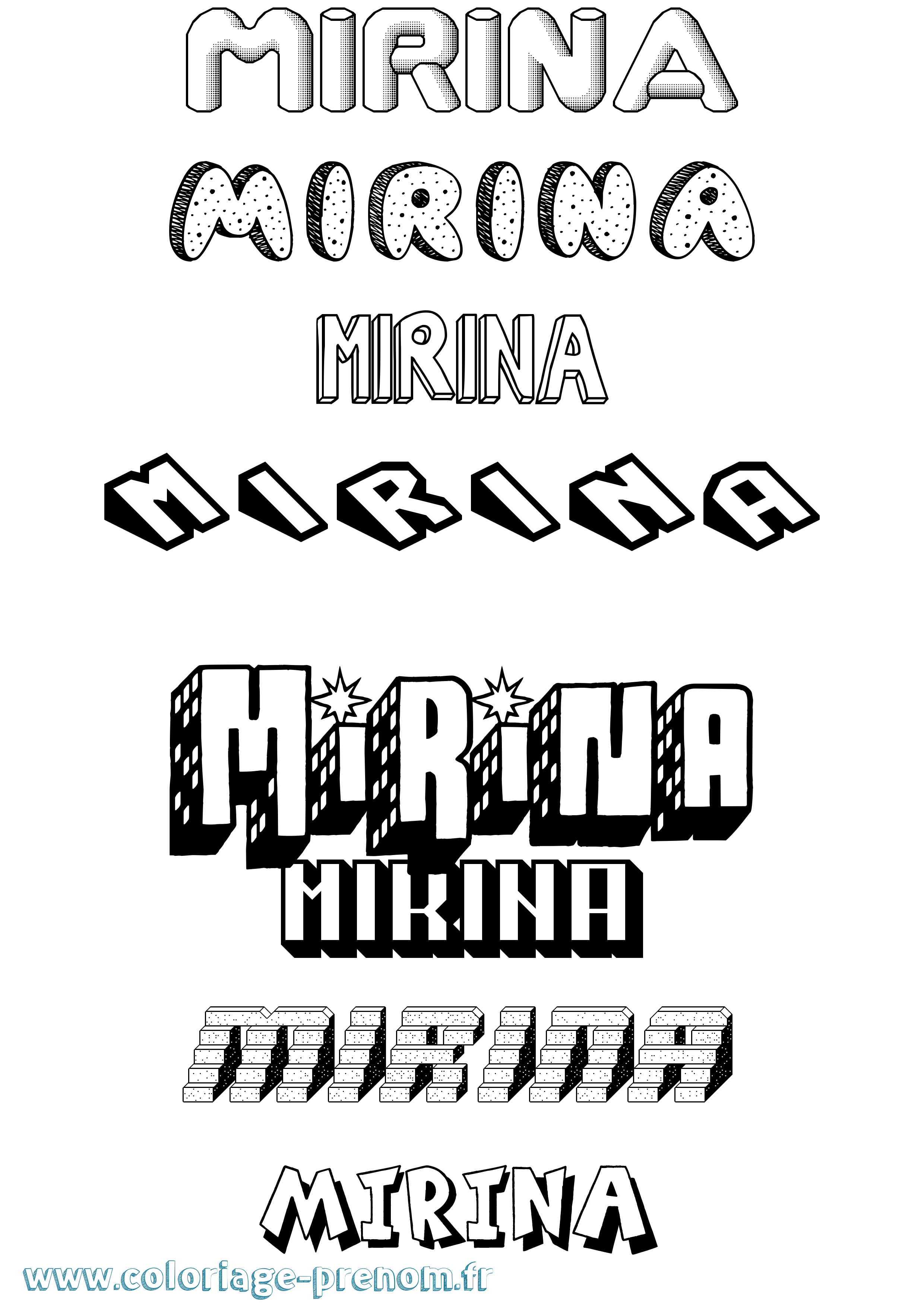 Coloriage Mirina Effet 3D Coloriage prénom Mirina Effet 3D