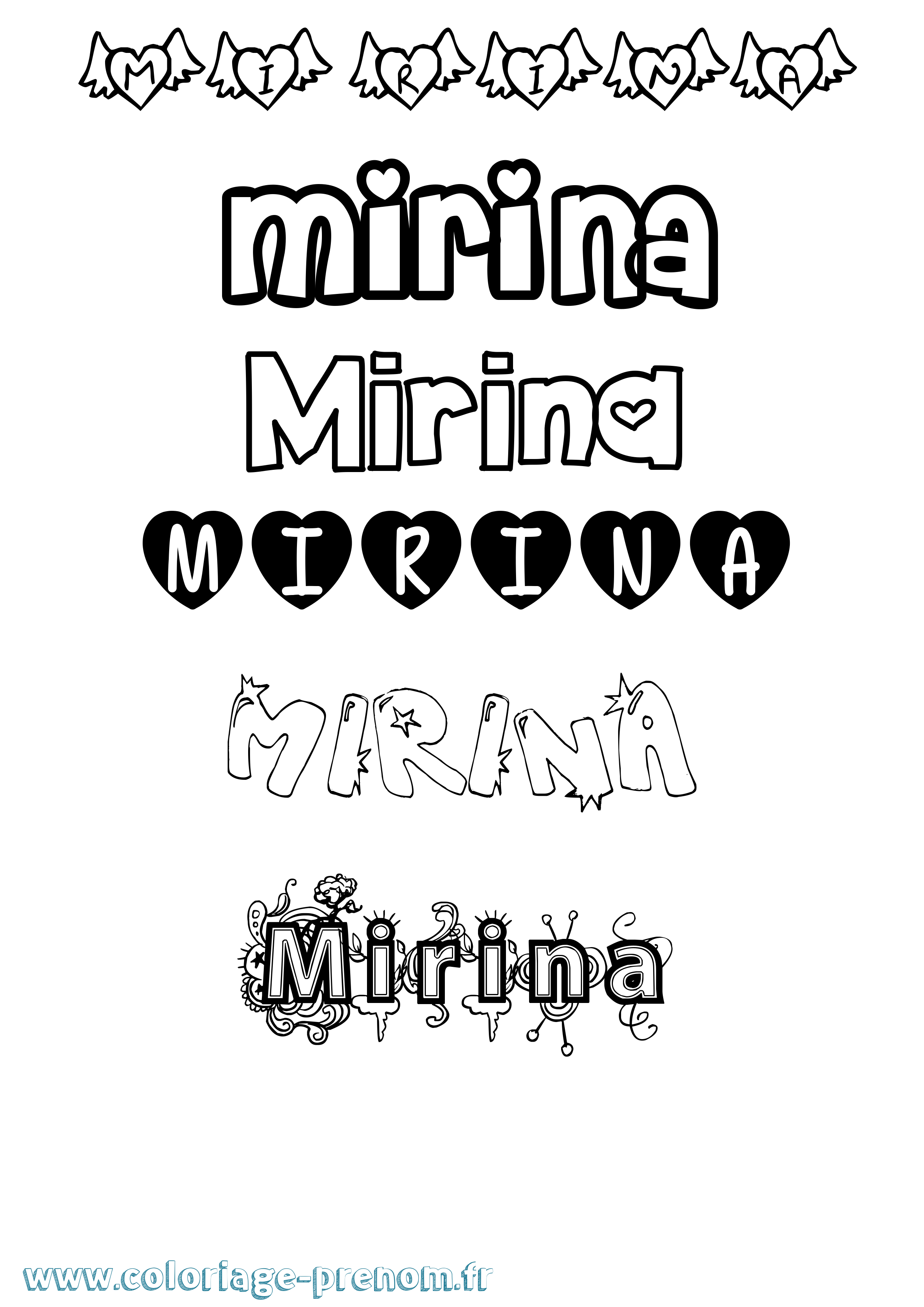 Coloriage Mirina Girly Coloriage prénom Mirina Girly
