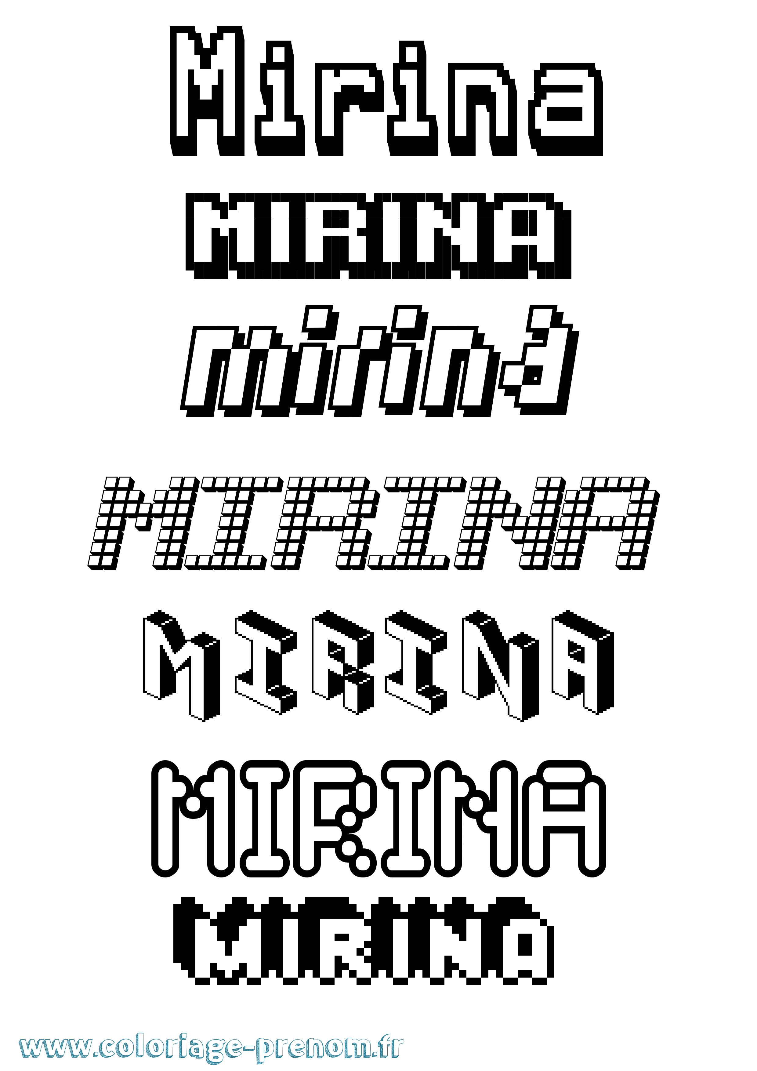 Coloriage Mirina Pixel Coloriage prénom Mirina Pixel