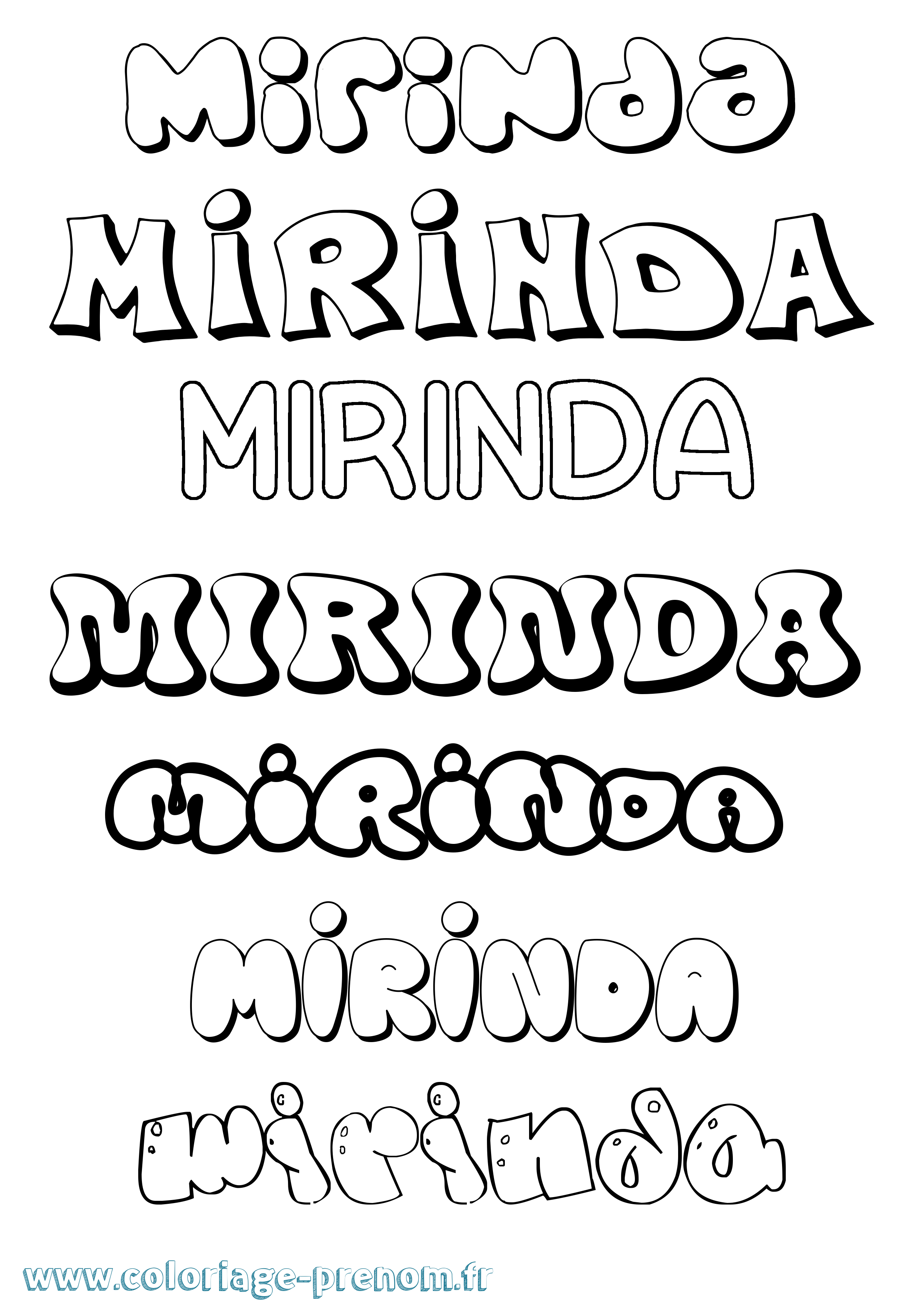 Coloriage Mirinda Bubble Coloriage prénom Mirinda Bubble