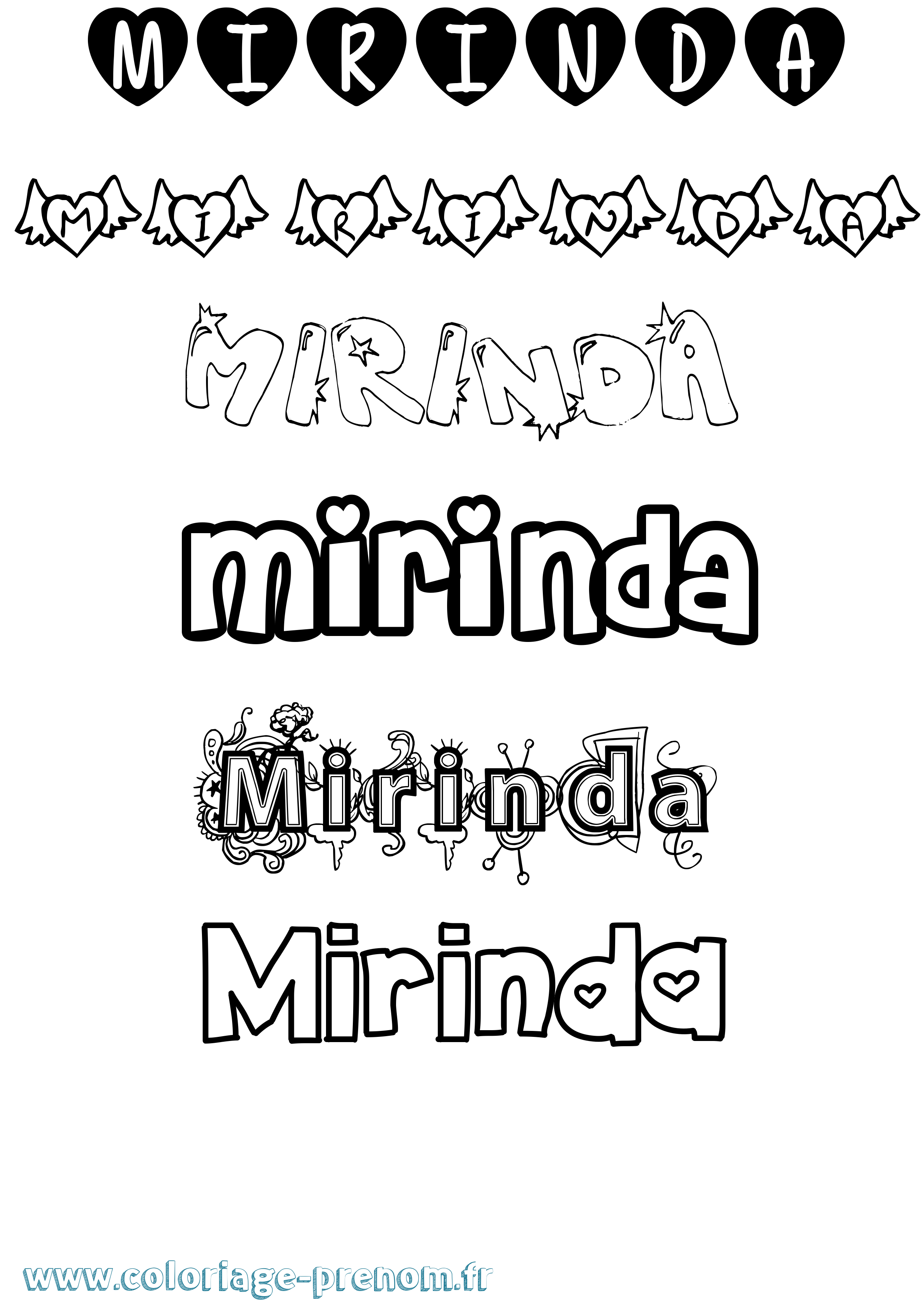 Coloriage Mirinda Girly Coloriage prénom Mirinda Girly