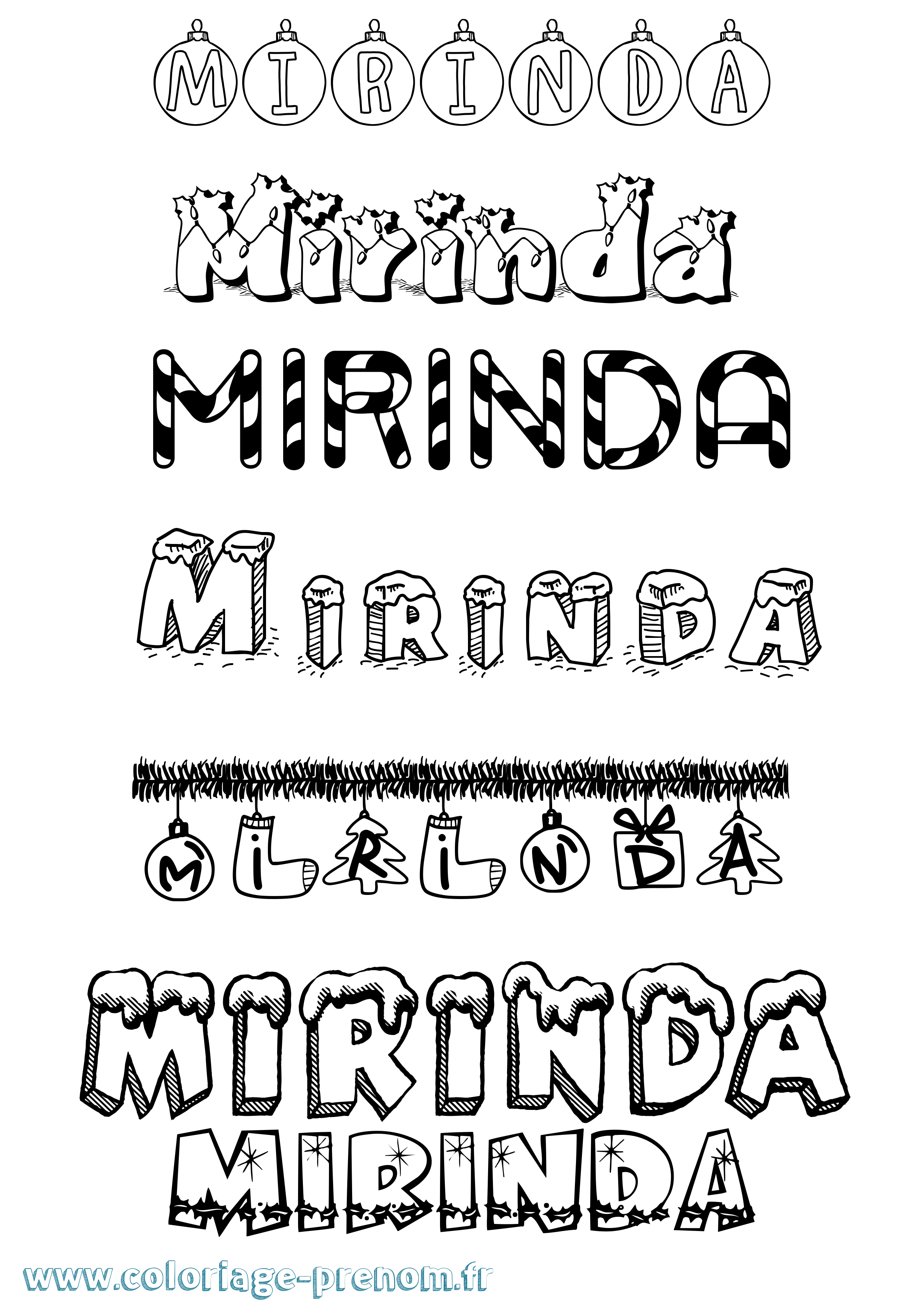 Coloriage Mirinda Noël Coloriage prénom Mirinda Noël