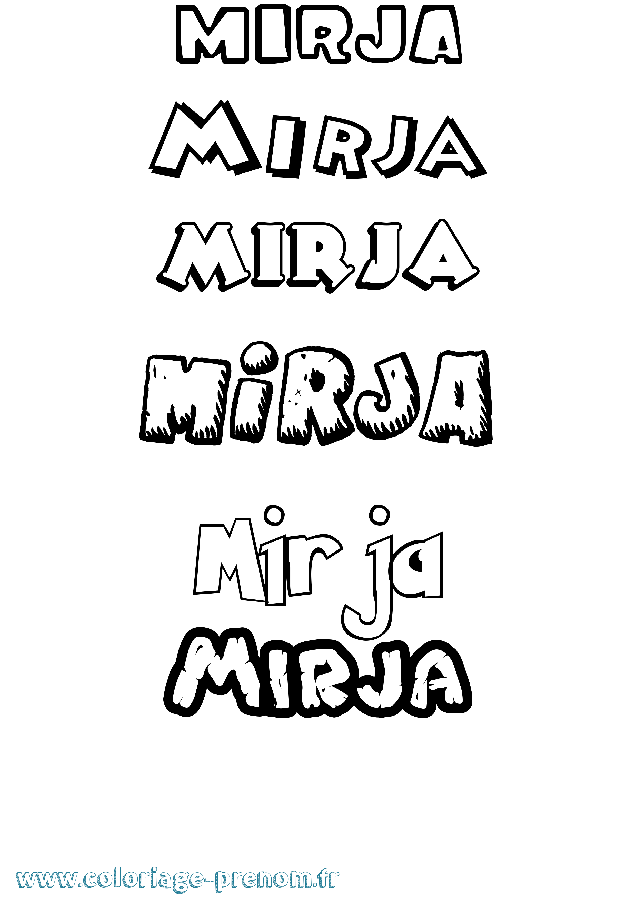 Coloriage Mirja Dessin Animé Coloriage prénom Mirja Dessin Animé