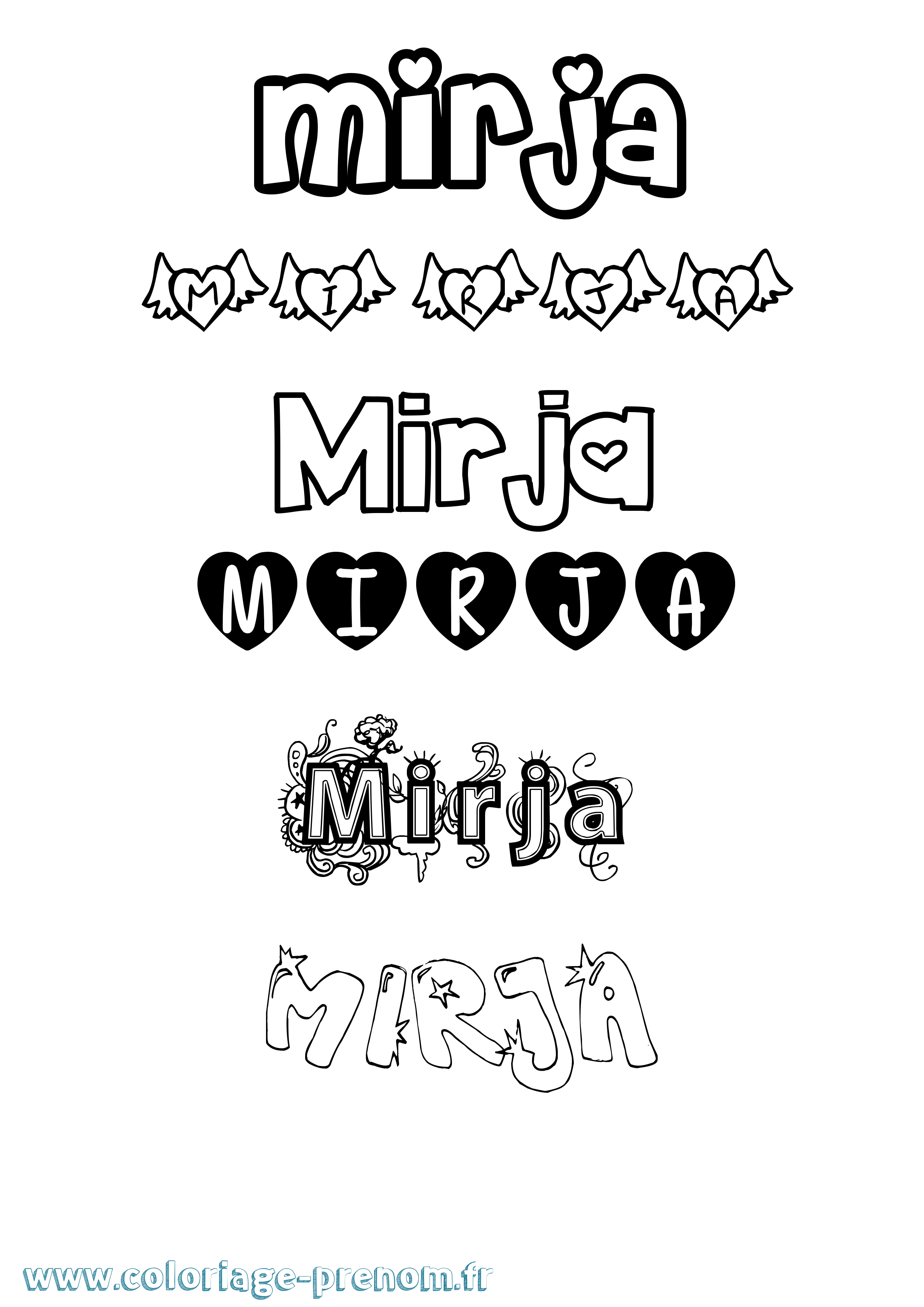 Coloriage Mirja Girly Coloriage prénom Mirja Girly