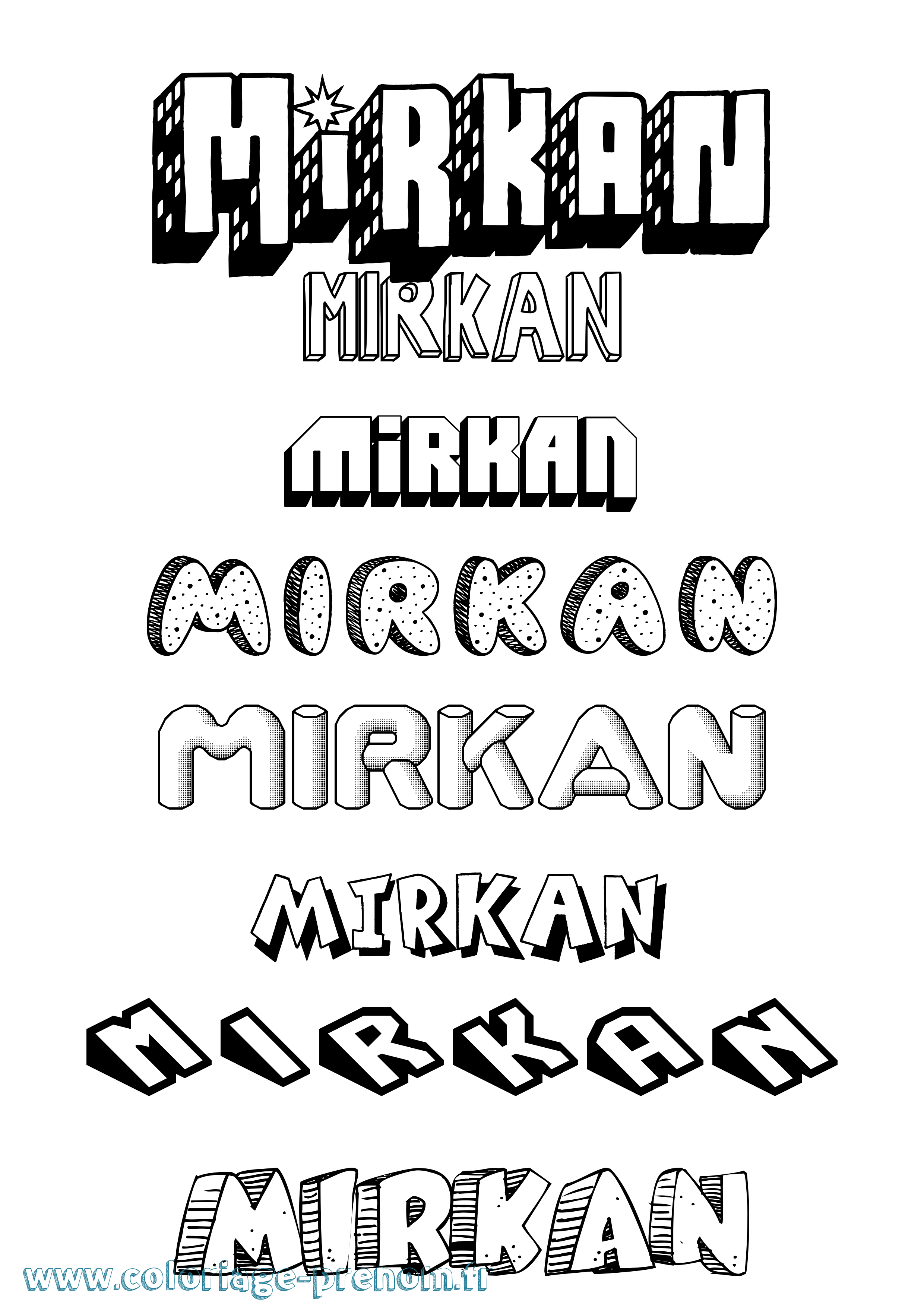 Coloriage Mirkan Effet 3D Coloriage prénom Mirkan Effet 3D