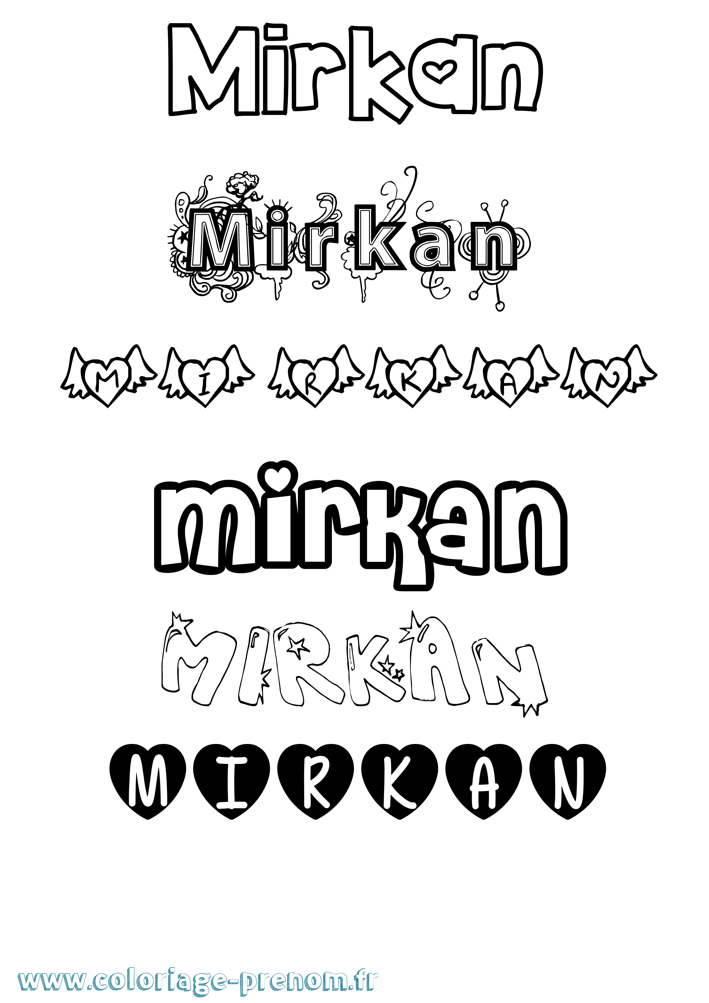 Coloriage Mirkan Girly Coloriage prénom Mirkan Girly