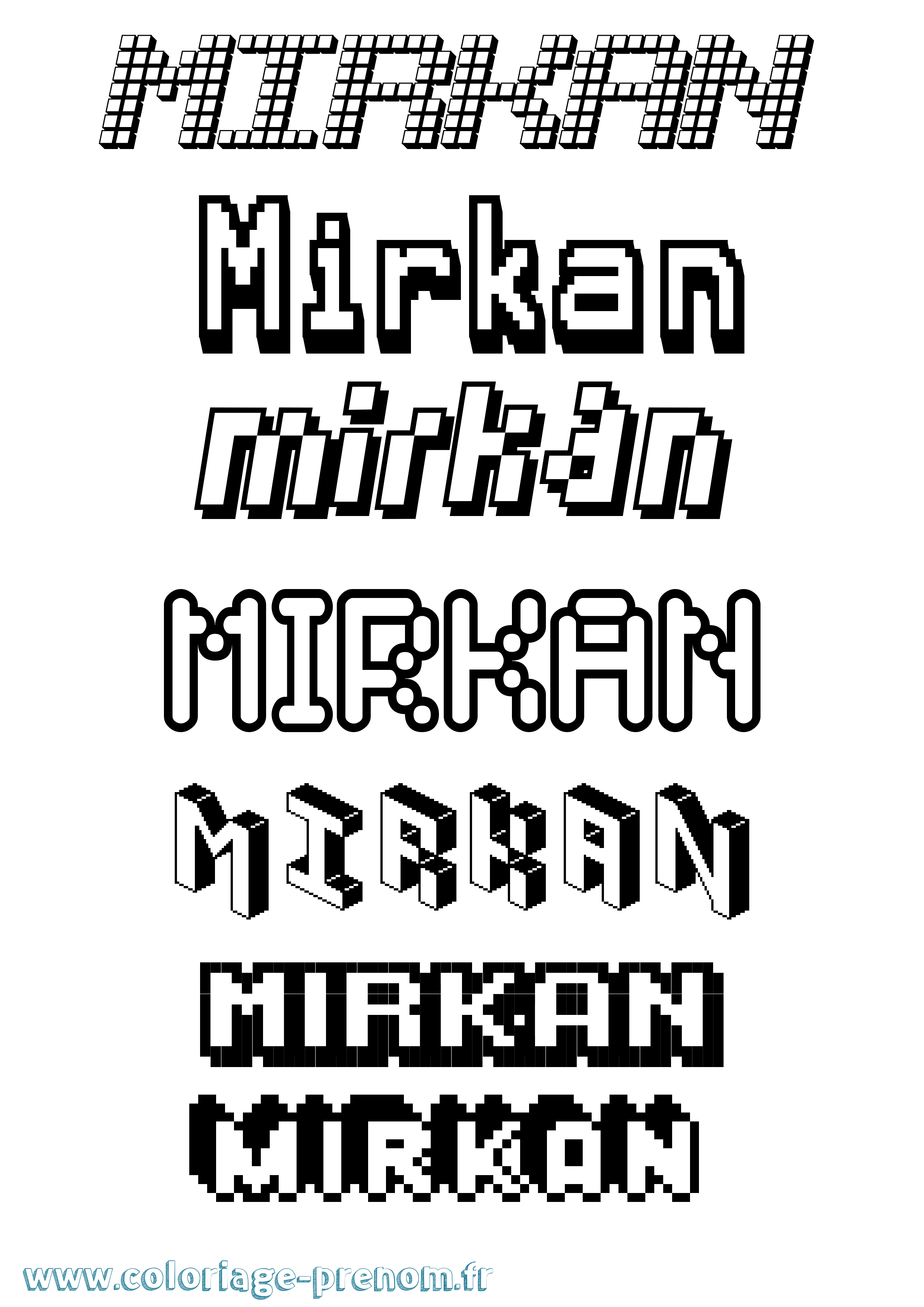 Coloriage Mirkan Pixel Coloriage prénom Mirkan Pixel