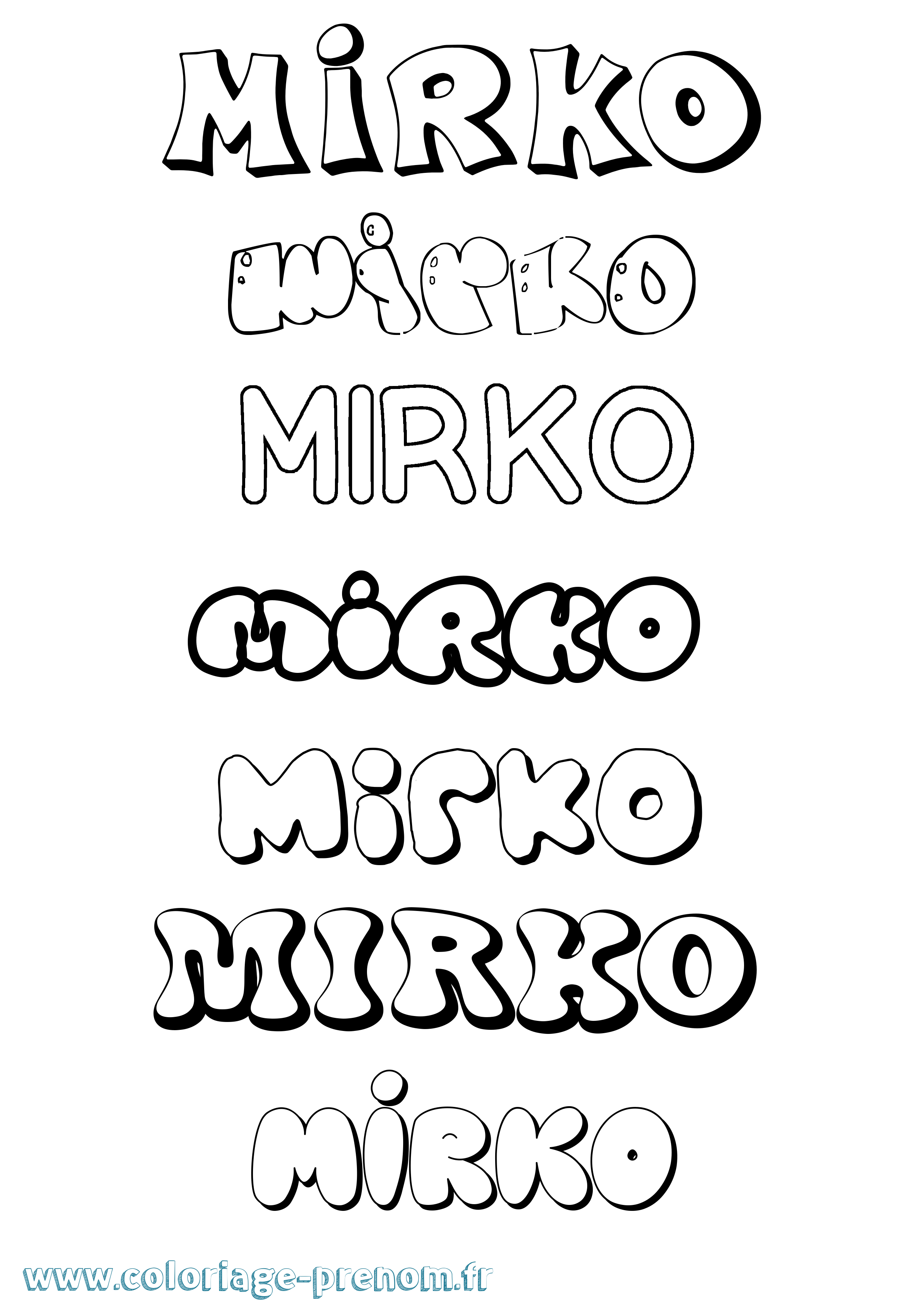 Coloriage Mirko Bubble Coloriage prénom Mirko Bubble